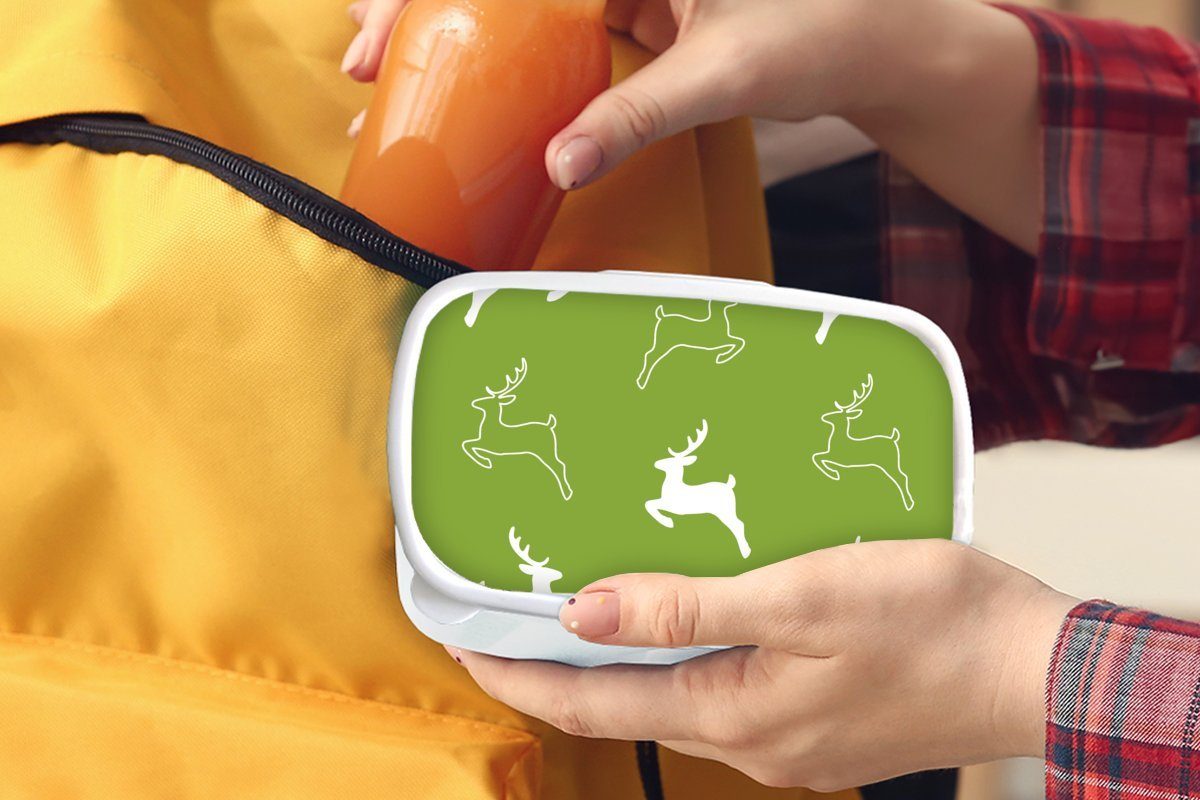 - Kinder Hirsche (2-tlg), Kunststoff, für Brotbox Erwachsene, MuchoWow und Mädchen Jungs und Brotdose, Muster, weiß - Lunchbox für Grün