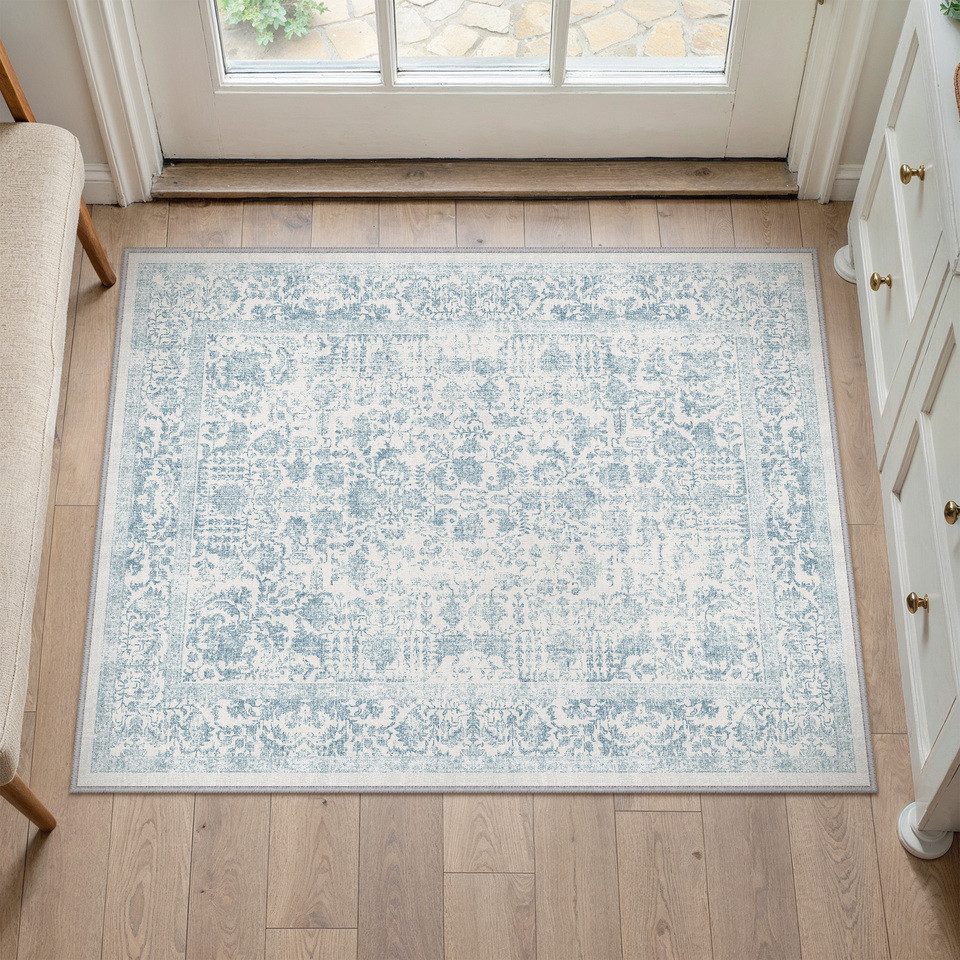 PURECOZY Teppich kurzflor, Wohnzimmerteppich, rutschfester Teppich, Vintage-Stil, rechteckig, Höhe: 50 mm, geeignet für verschiedene Innenräume, 180x60cm