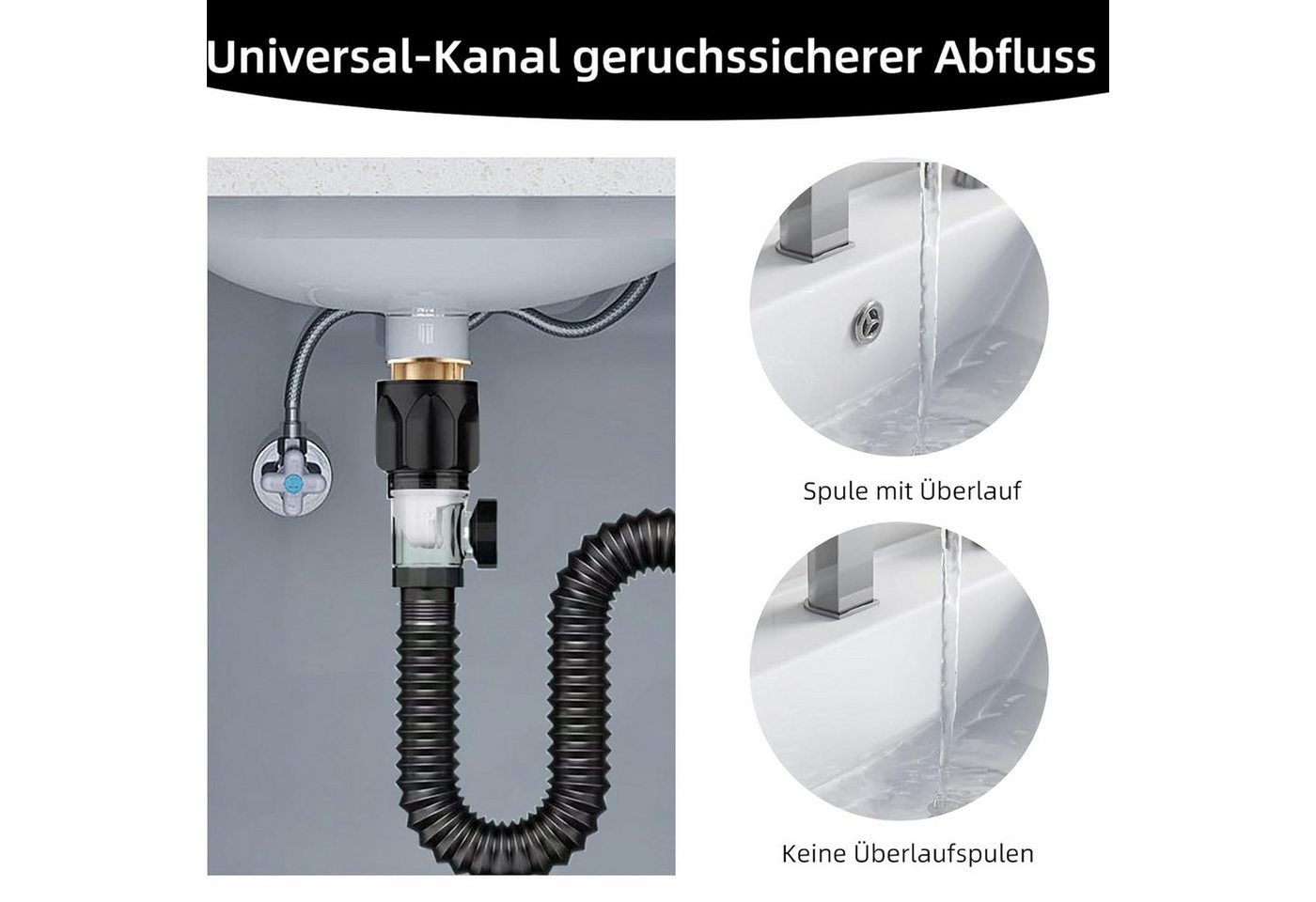 Thumbnail - BlingBin Ablaufgarnitur Abflussrohr-Kit mit Pop-Up-Filter Abflussstopfen Siphon Kit (1er Set, 1-St., 1pcs) Siphon für Mi...