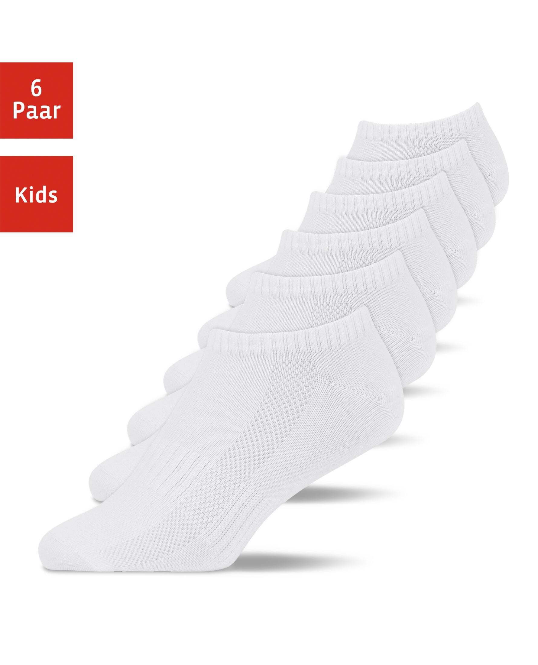 SNOCKS Носки для кроссовок Носки для кроссовок für Kinder (6-Paar) aus Bio-Baumwolle und ohne Verrutschen