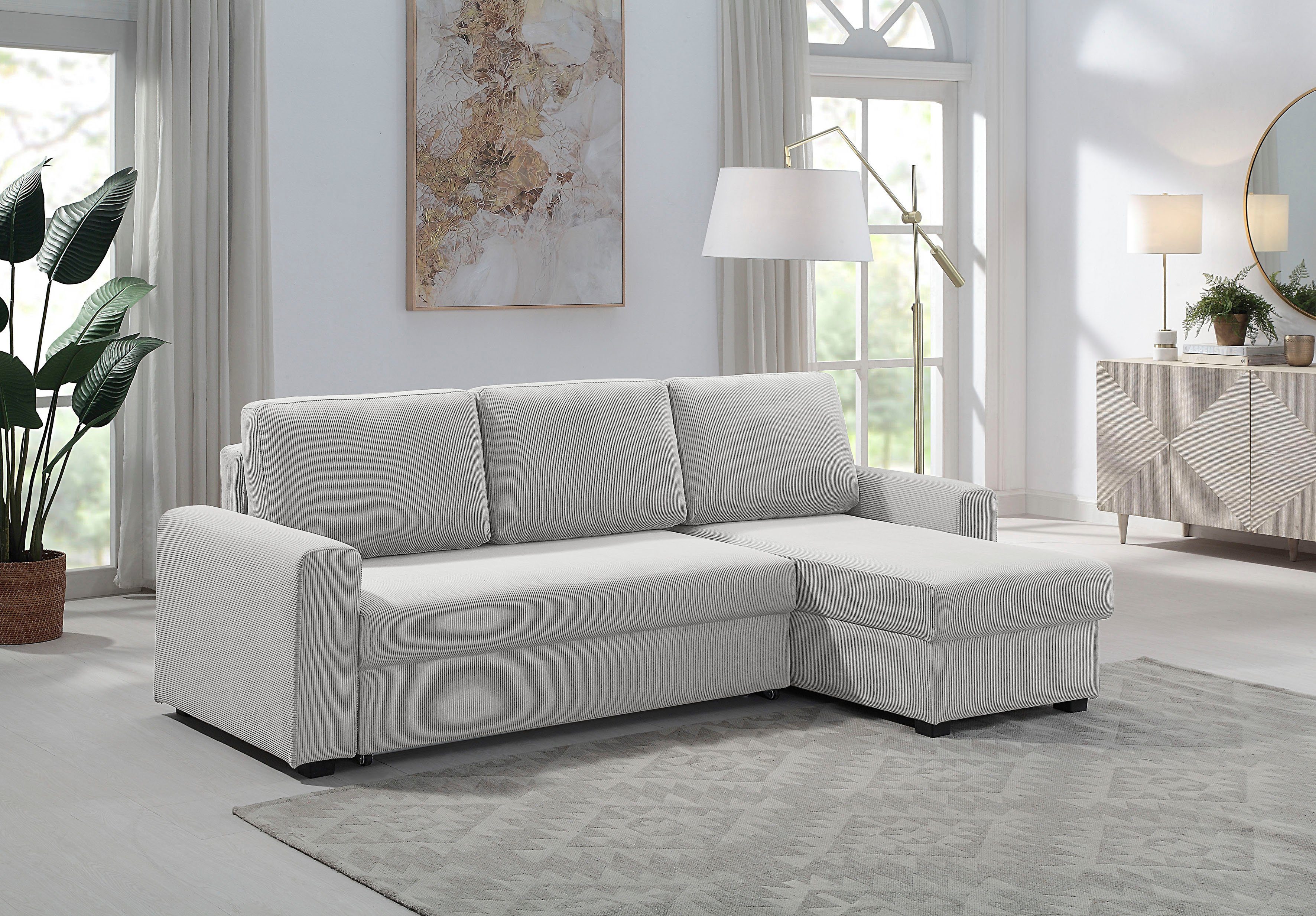 OTTO home Ecksofa Dublin L-Form, B: 234cm, in Cord, Schlaffunktion und Bettkasten, Recamiere links oder rechts montierbar