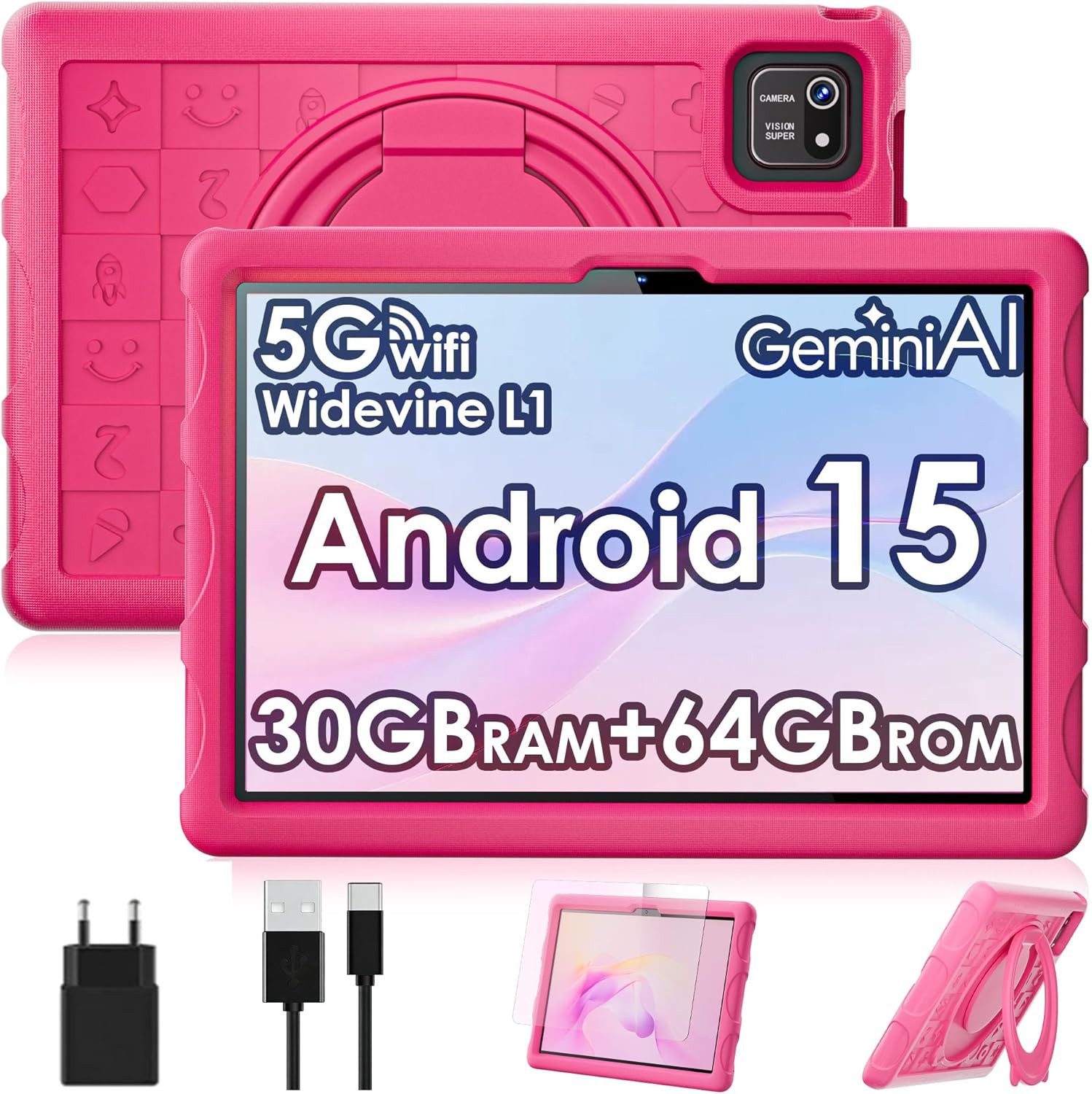 ZENTALITY (2 TB), 5G WLAN 6, Widevine L1, Kindersicherung, 8-Kern-Prozessor Tablet (10", 64 GB, Android 15, mit 8000 mAh Akku inklusive EVA-Schutzhülle und 360° drehbarem Ständer)