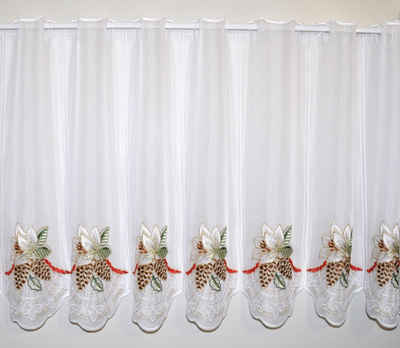 Scheibengardine Christrose, Stickereien Plauen, Stangendurchzug (1 St), transparent, Voile
