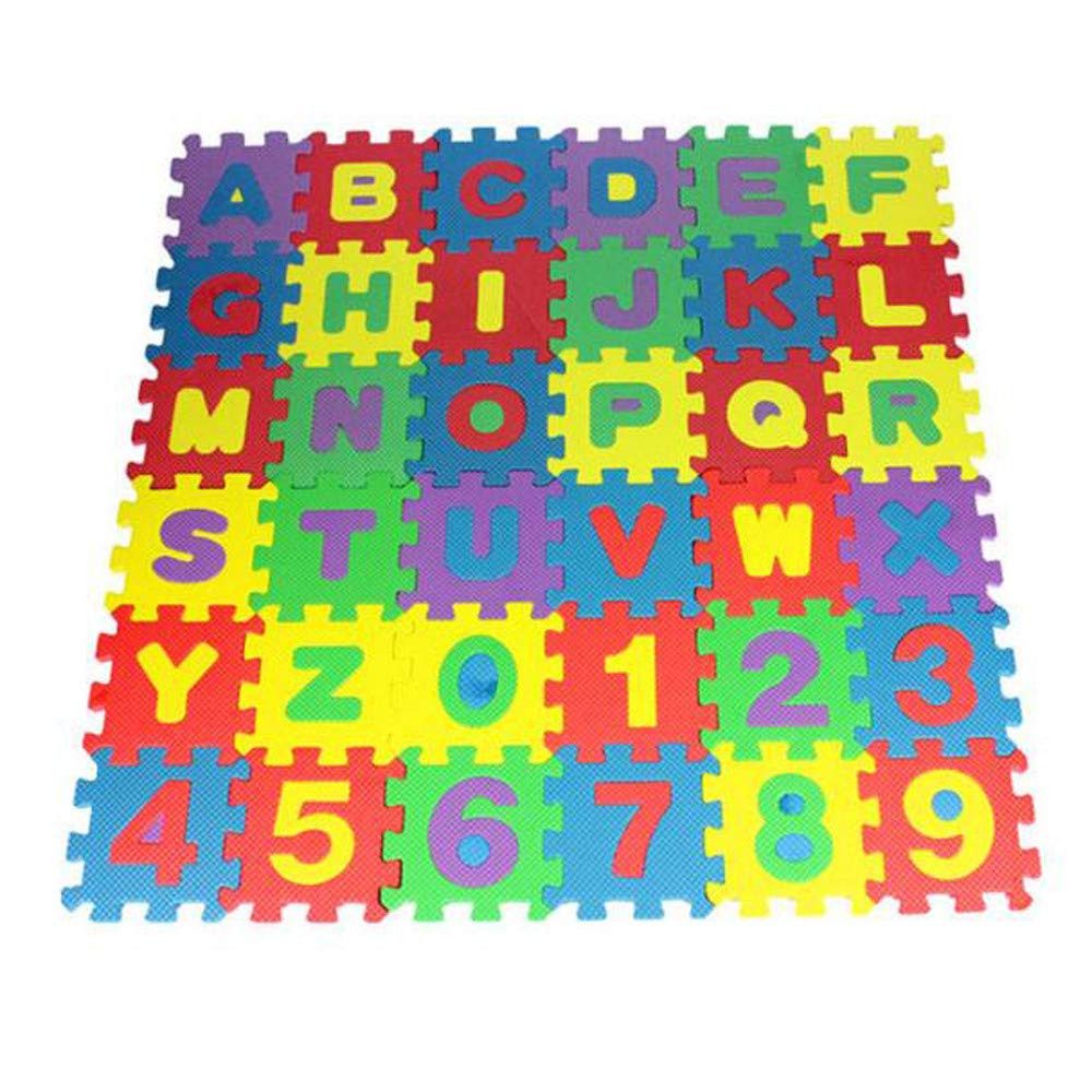 CLTYQ Puzzlematte Kinder Puzzlematten 36-teilig, Buchstaben & Zahlen, 12 x 12 x 1cm, Spielteppich Krabbelmatte Kinderteppich Puzzle Lernteppich
