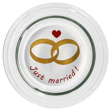 MamboCat Einmachglas JUST MARRIED 12er Set Weck Glasdeckel 60mm + Hochzeits-Etiketten, Metall