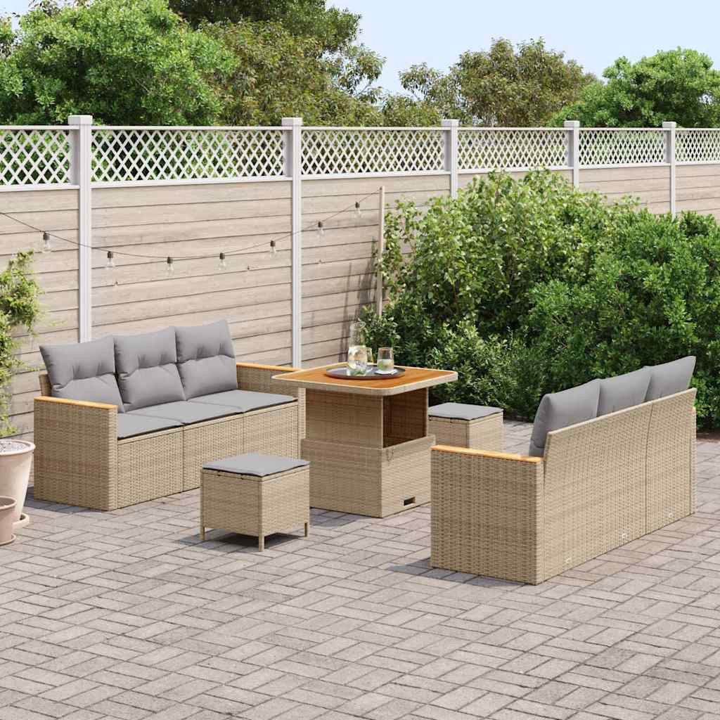 vidaXL Loungesofa Gartensofa-set 11 stk. 10-Sitzanzahl Beige und Hellgrau, 11 Teile