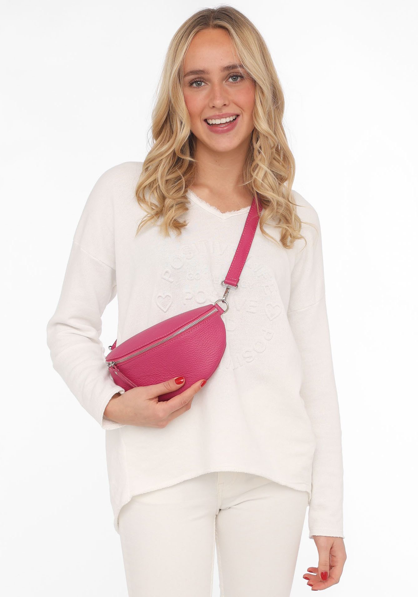Zwillingsherz Umhängetasche Crossbody Bag Leder, Umhängetasche mit Reißverschluss