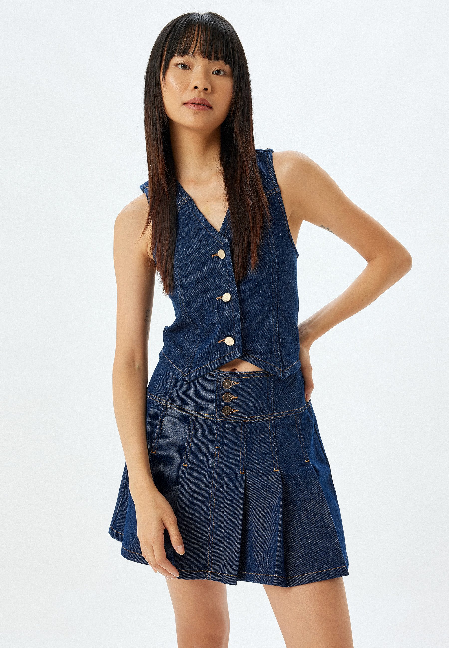 Jeansweste V-Kragen Denim
