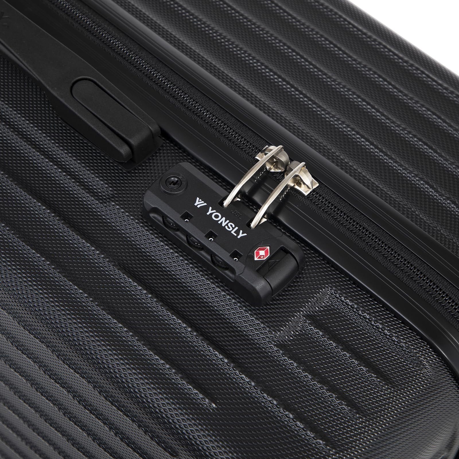 YONSLY Trolleyset Hartschalen Reisekoffer Trolley für Kurztrip, Urlaub und Familie, 4 Rollen, (M-L-XL Set, 3 tlg., Handgepäck-, Reise- und XL-Koffer), mit TSA-Schloss, YKK-Reißverschluss und austauschbaren Rollen