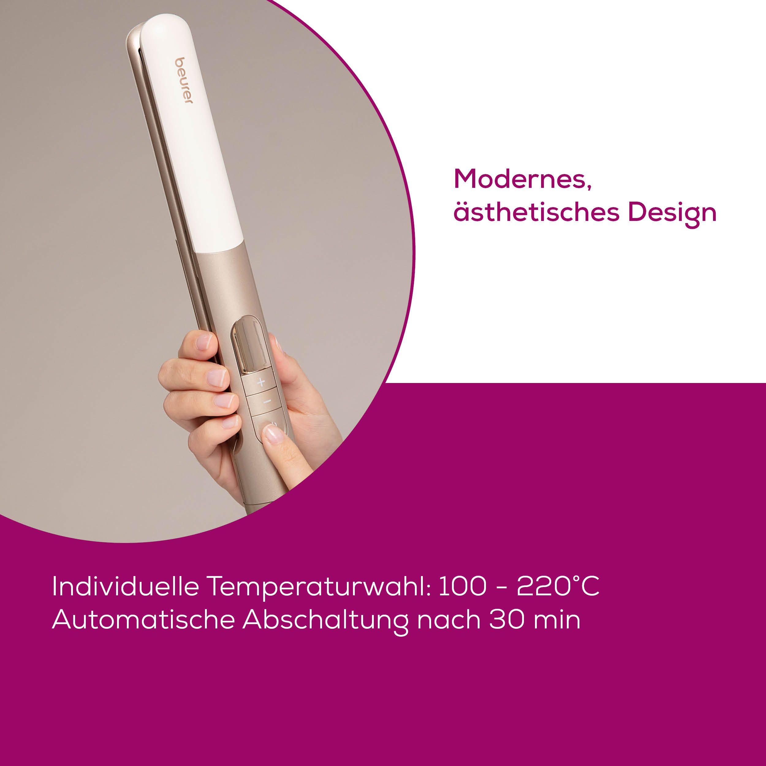 BEURER Glätteisen HS 70, schonendes Glätteisen mit Ionen-Technologie Keramik, Mit Ionenfunkion, Keramik Beschichtung und variabler Temperaturstufen
