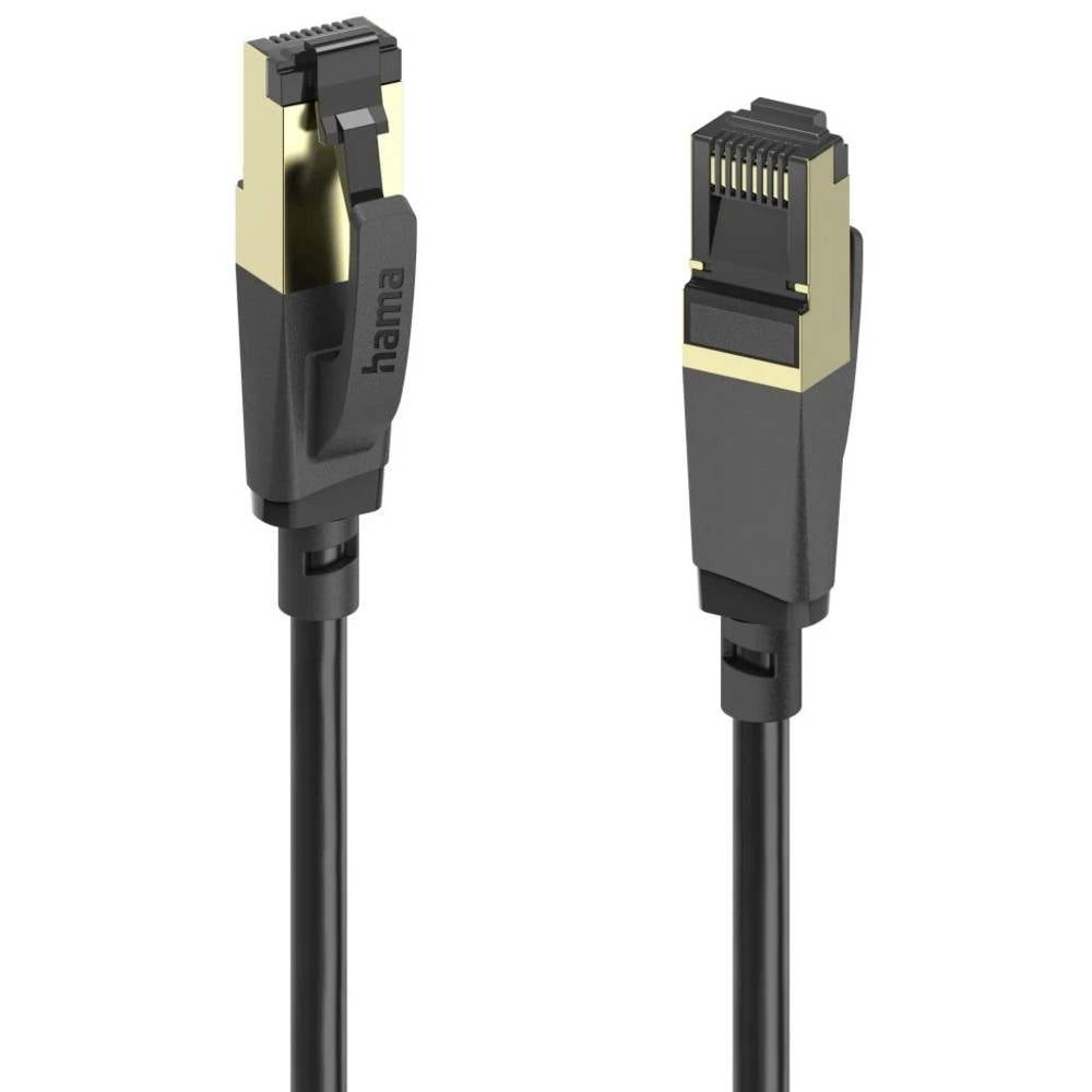 Hama RJ45 Netzwerkkabel, Patchkabel CAT 8 S/FTP 0.5 m Schwarz 1 St. LAN-Kabel