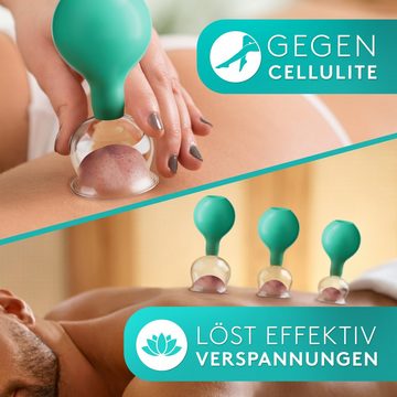 KURGLAS Vakuum-Massager Schröpfgläser aus Echtglas, 5 Stück, Mit Faszienschaber, Mit e-Book, Schröpfen Gegen Verspannungen & Cellulite