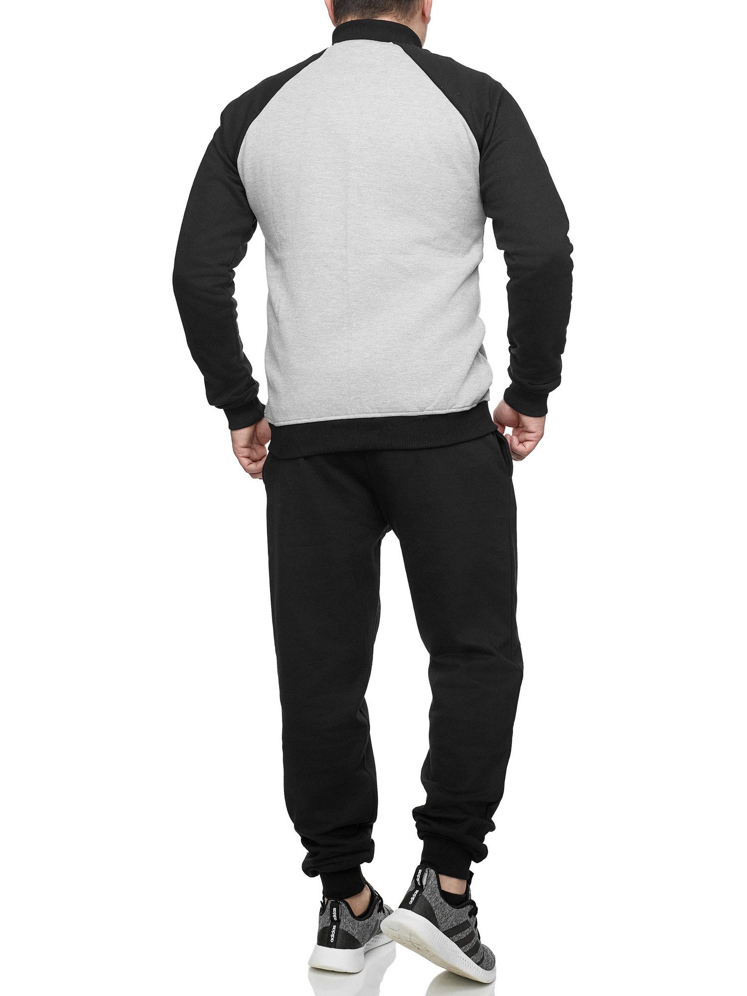 L.gonline Jogginganzug Herren Trainingsanzug Freizeitanzug ohne Kapuze 500A (Zipperjacke ohne Kapuze und Hose, 2-tlg., Zipperjacke und Hose), Fitness Freizeit Casual