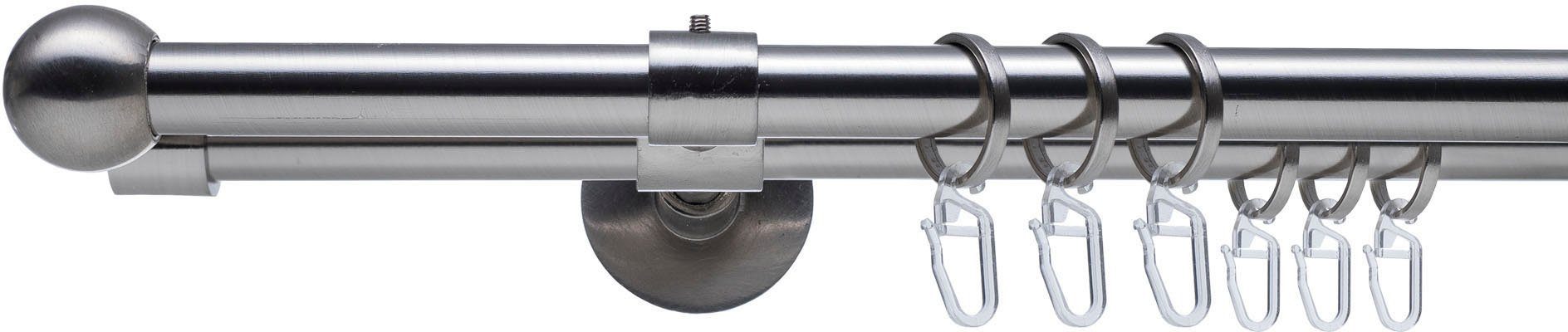 Liedeco Gardinenstange Stilgarnitur, Komplettgarnitur 16 m Kugel Set, Ø 16 mm, 2-läufig, Fixmaß, verschraubt, Eisen, Gardinenstange Komplett