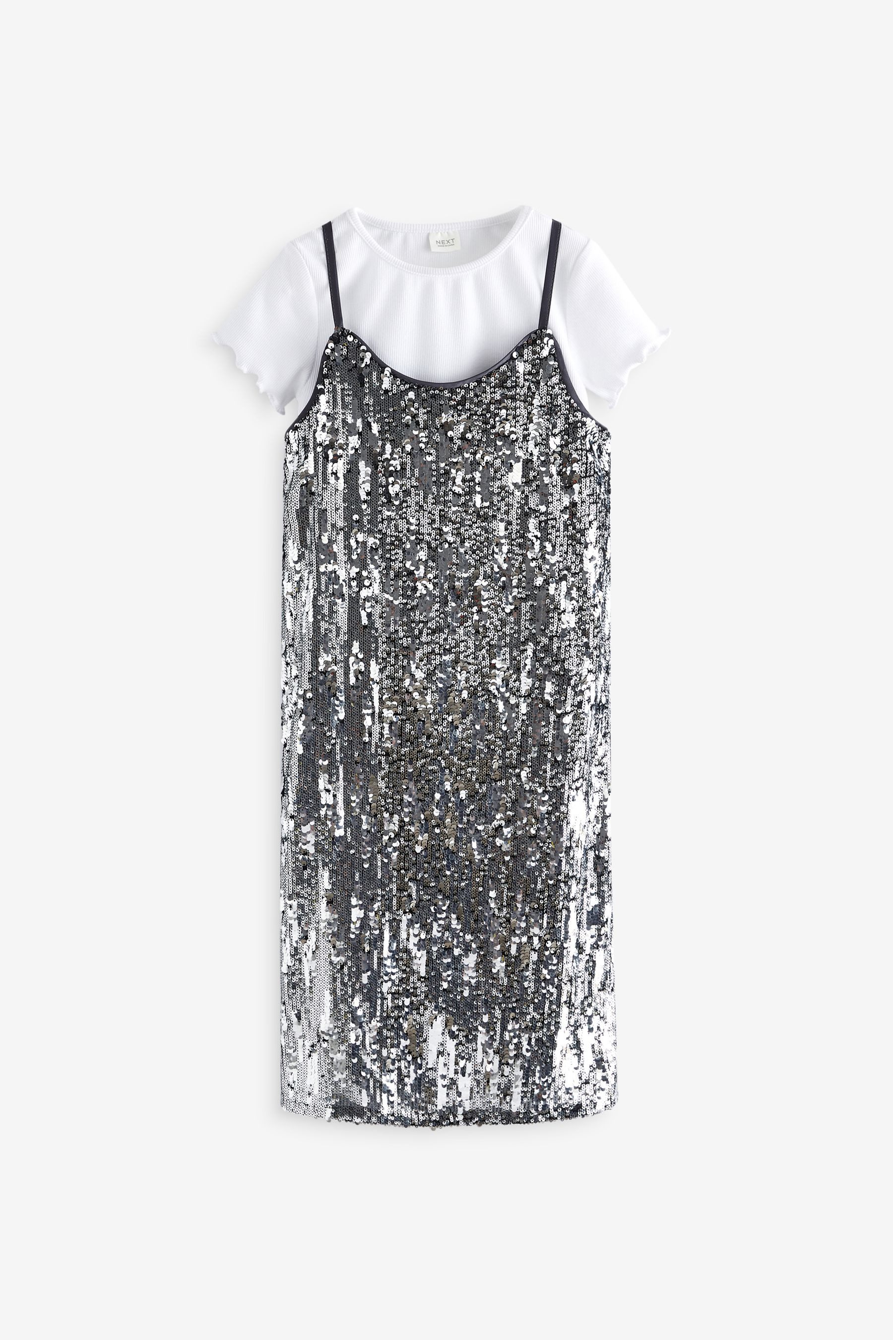 T-Shirt & Kleid Trägerkleid mit Pailletten und T-Shirt im Set