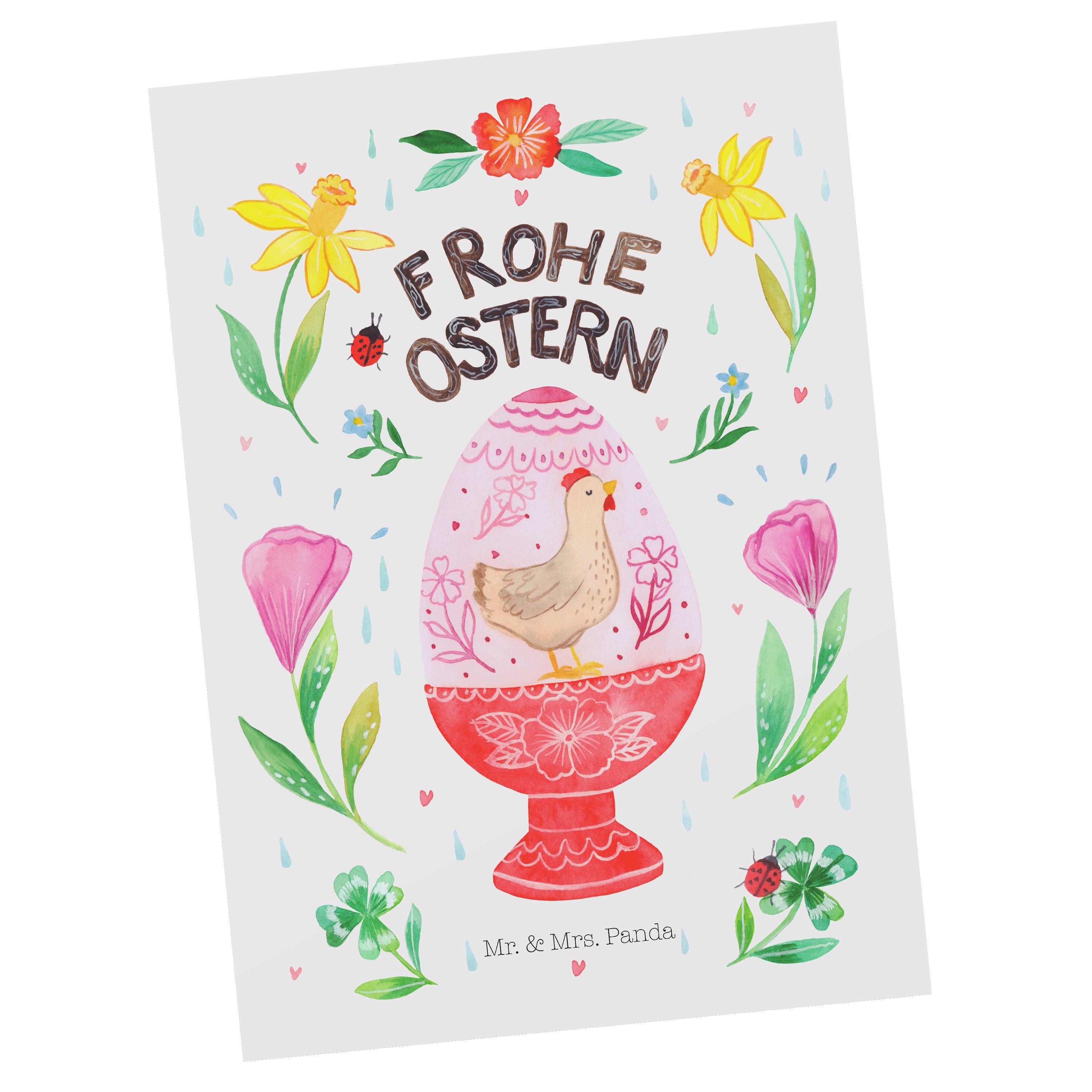 Mr. & Mrs. Panda Postkarte Frohe Ostern Ei - Weiß - Geschenk, Einladung, Geschenk zu Ostern, Ans