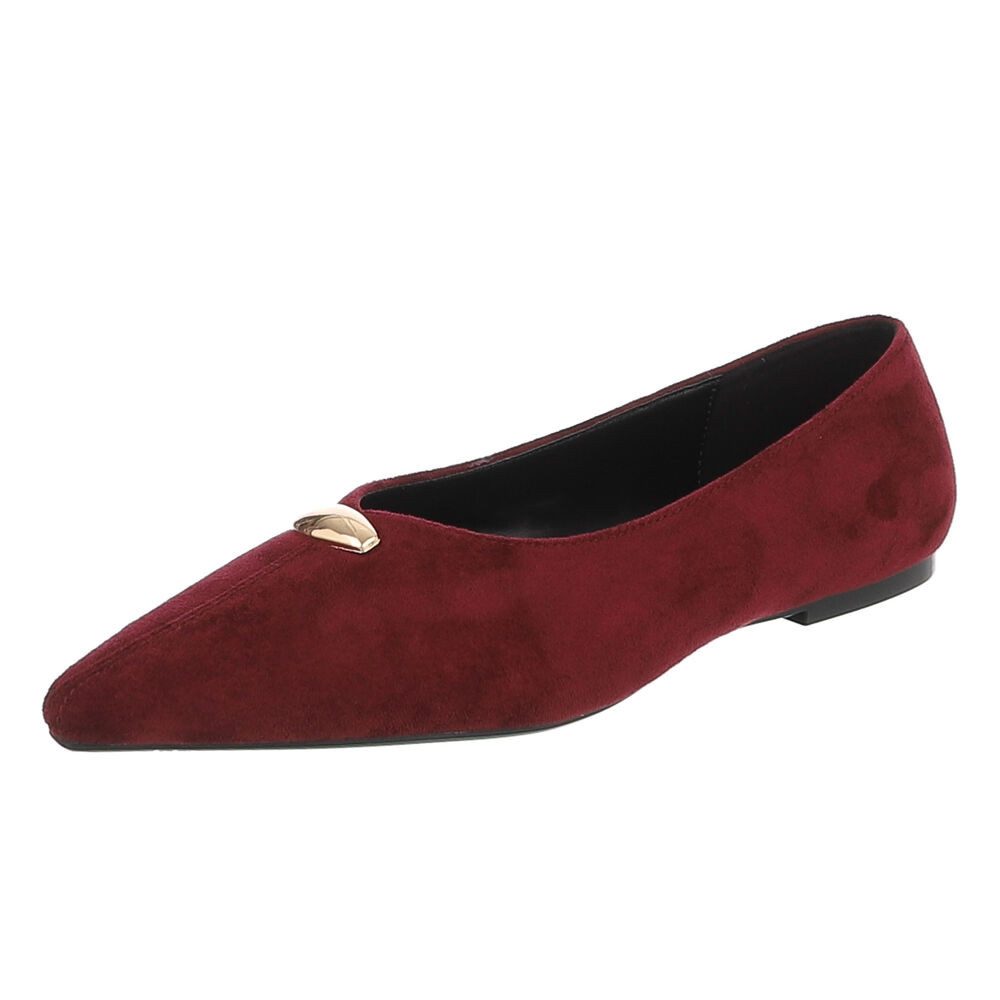 Ital-Design Damen Slipper spitz mit Schmuckdetail, elegant Pumps (92078958) Blockabsatz Klassische Ballerinas in Weinrot