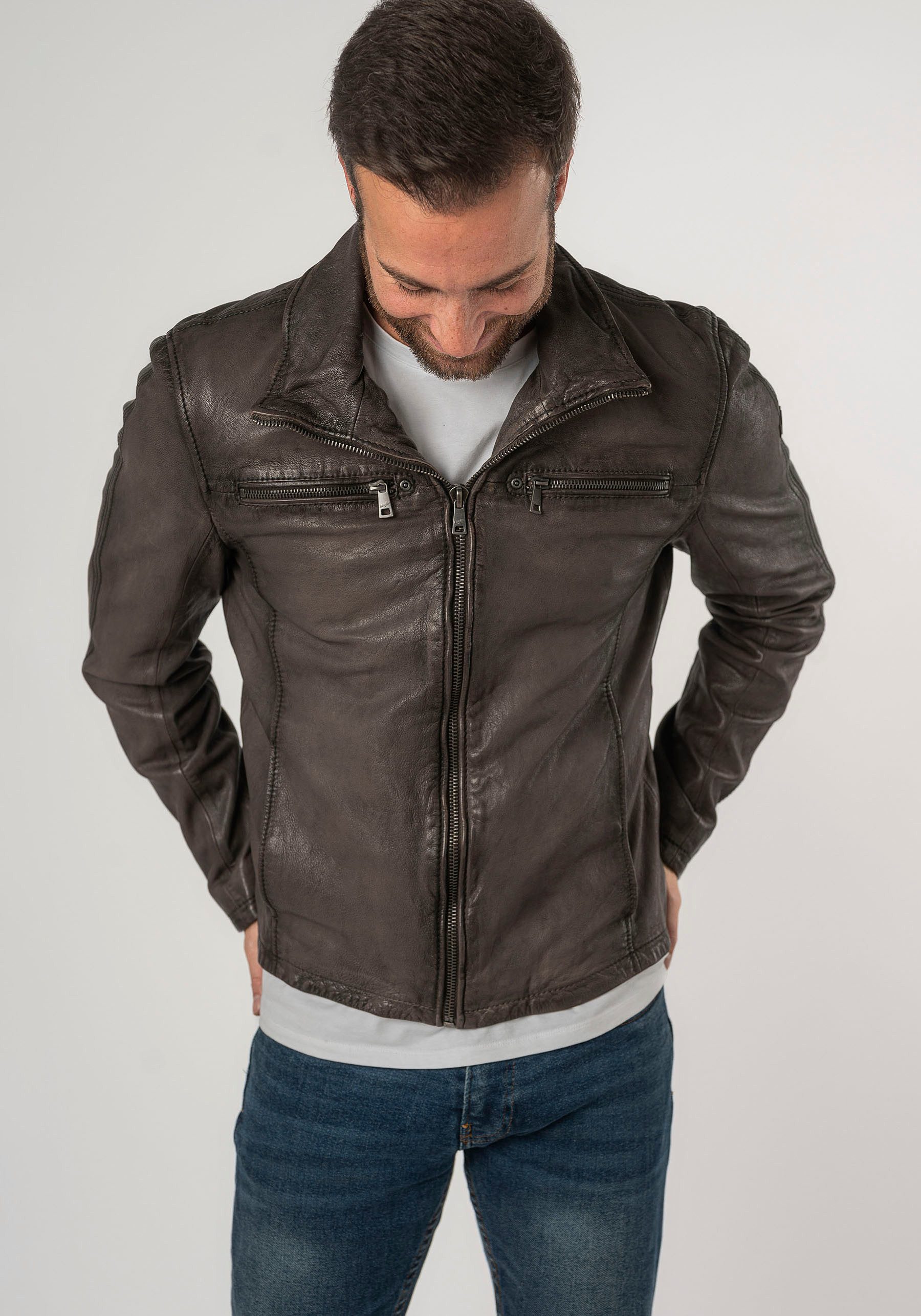 Mauritius Lederjacke MMSantiago Antique mit Reißverschluss, günstig online kaufen