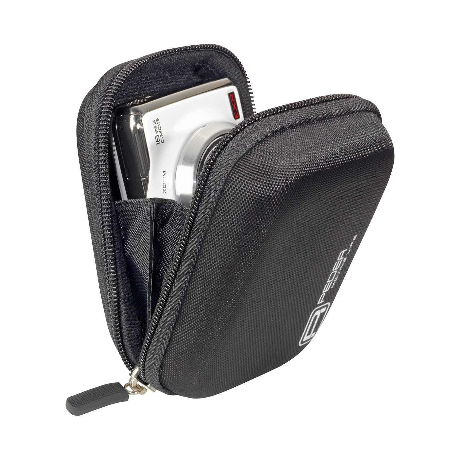 PEDEA Kameratasche Hardcase für Digitalkamera Kompaktkamera & Action Cams, Hardcase Schale, wasserabweisend, Zubehörfach, Karabine & Umhängeband – Bild 5 von 5