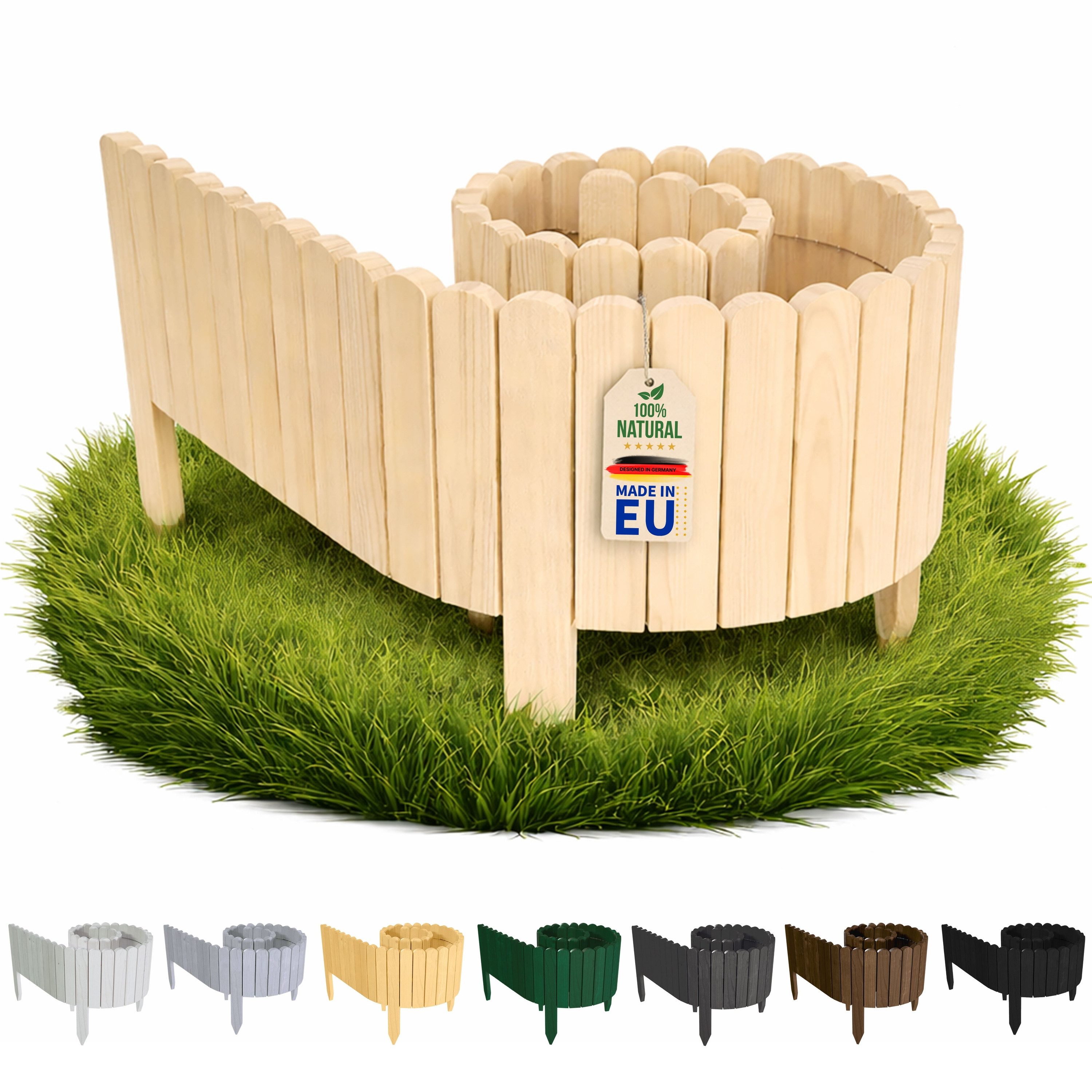 Palisade Rasenkante Holz Flexible Beeteinfassung Rollborder Gartenzaun