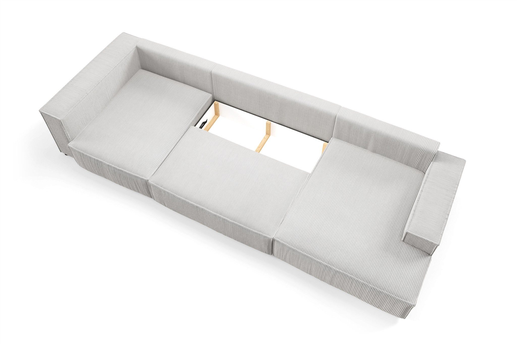 Fun Möbel Wohnlandschaft Sofa FUN MIRANDA mit Schlaffunktion und Ottomane in Cordstoff Poso, mit Bettkasten, Rücken echt bezogen