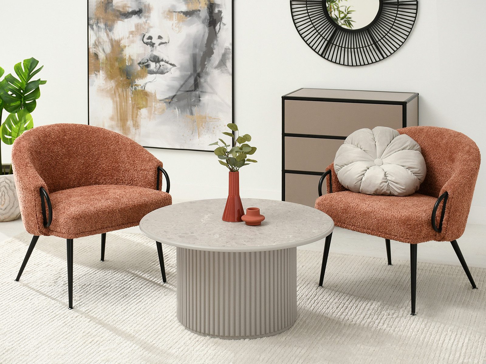 Compleo Couchtisch Säulengestell mit Rillenstruktur DORFIS günstig online kaufen