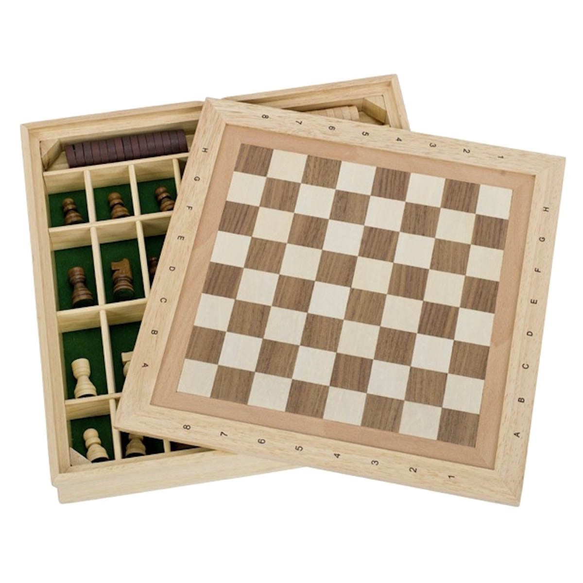 goki Spielesammlung Spiele-Set Шахматы, Dame und Mühle, strategiespiel, Mehr Standfestigkeit durch breite Figuren