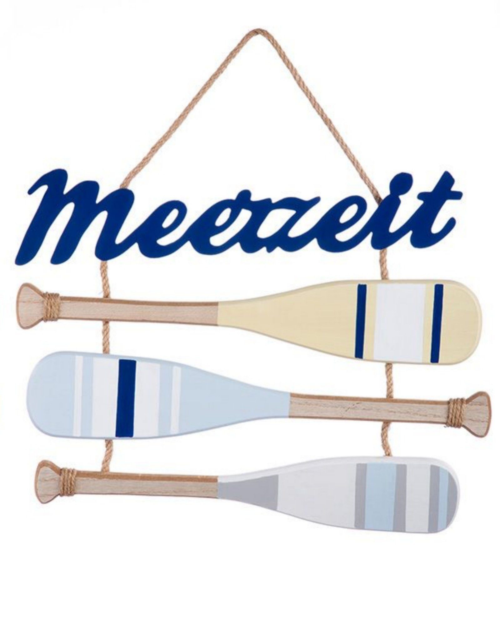GILDE Wandbild, Maritimes, Maritimes Holzplankenschild Modell MEERZEIT Schrift DUNKELBLAU