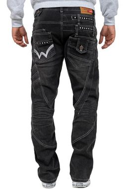 Kosmo Lupo 5-Pocket-Jeans Auffällige Herren Hose BA-KM001-2 Grau W38/L34 (1-tlg) mit Verzierungen und Nieten