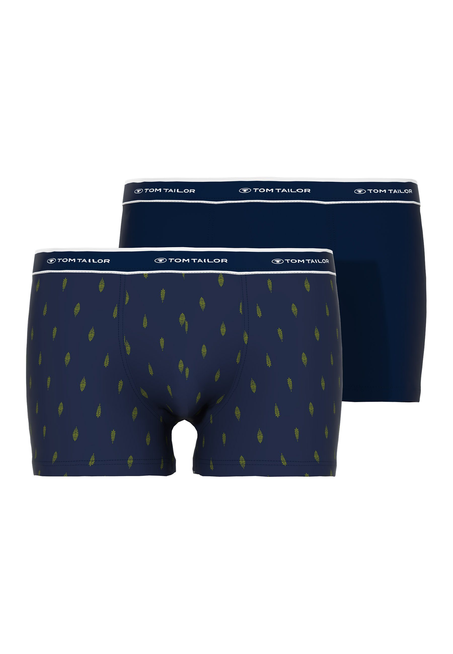 Boxershorts TOM TAILOR Herren Hip Pants blau uni 2er Pack