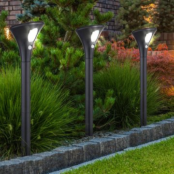 etc-shop LED Gartenleuchte, LED-Leuchtmittel fest verbaut, Tageslichtweiß, LED Außen Steck SOLAR Lampe Bewegungsmelder Garten Beleuchtung
