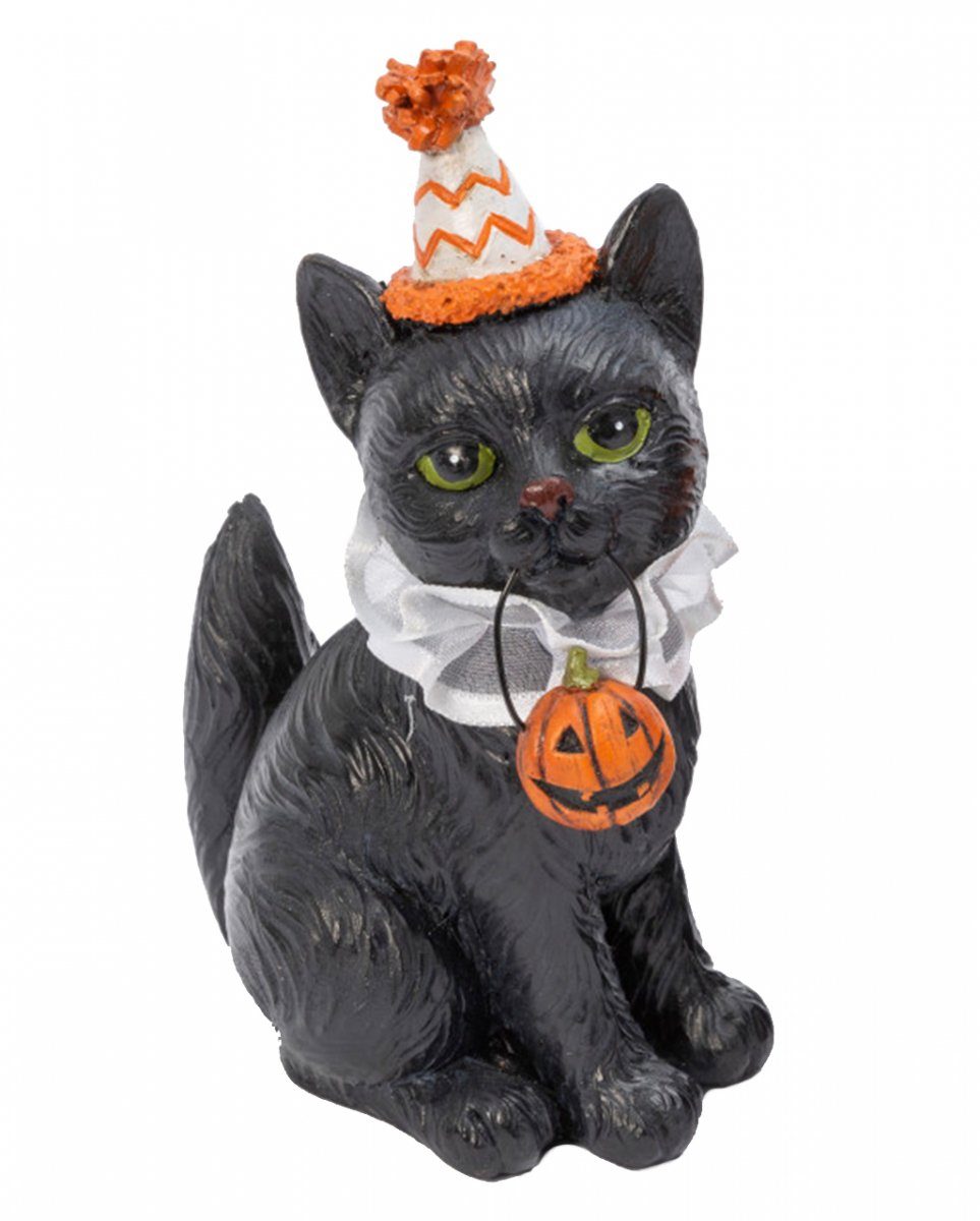 Horror-Shop Dekofigur Halloween Clowns Katze mit Kürbis als Dekofigur 15