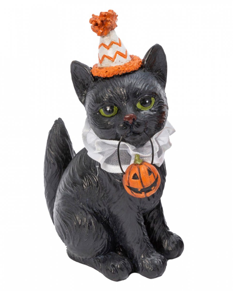 Horror-Shop Dekofigur Halloween Clowns Katze mit Kürbis als Dekofigur 15 günstig online kaufen
