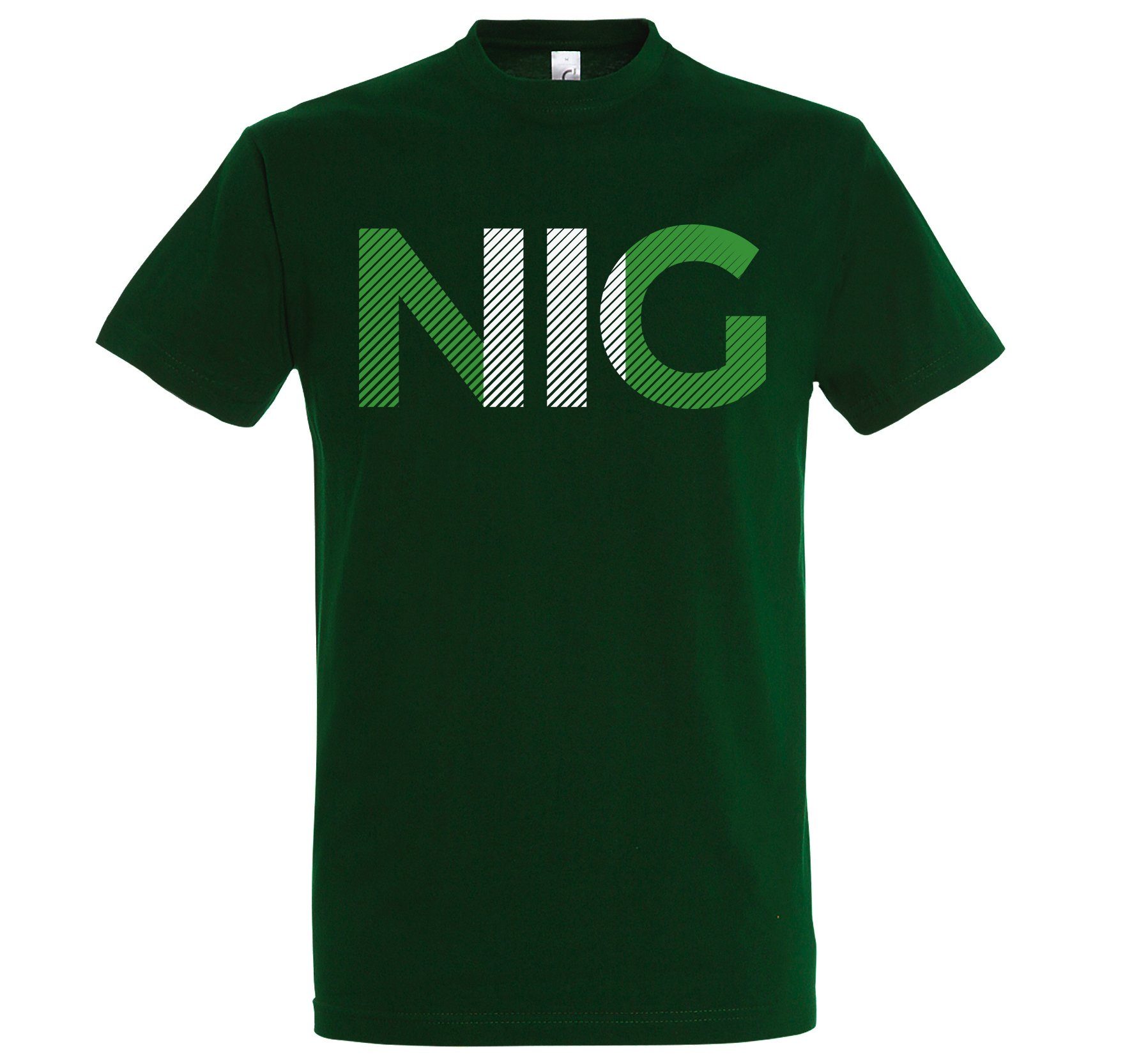 Youth Designz T-Shirt Nigeria Herren T-Shirt im Fußball Look mit NIG Frontprint Dunkelgrün