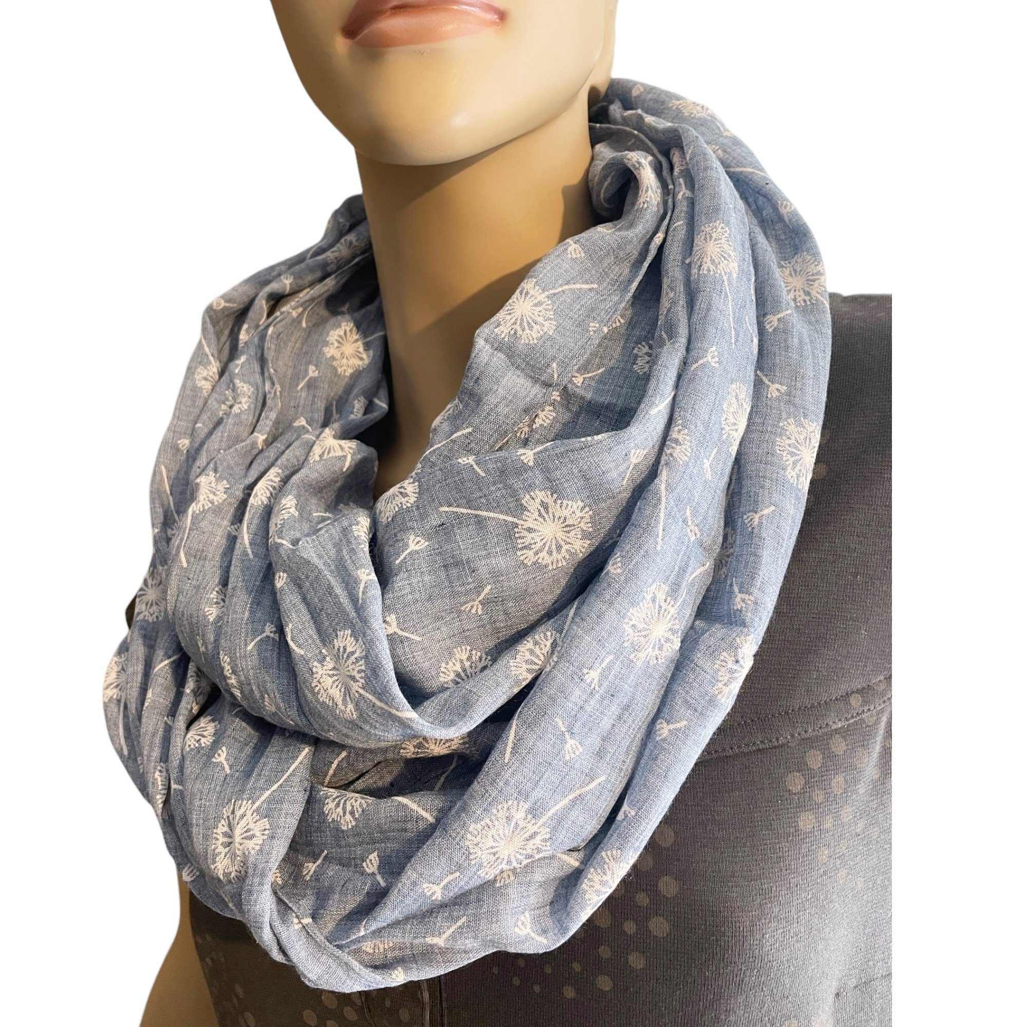 Schal Damen Farbwahl, Pusteblumen Tücher Taschen4life Trend print, SS-731 Loop Muster, mit stoneblue Sommer & Schals