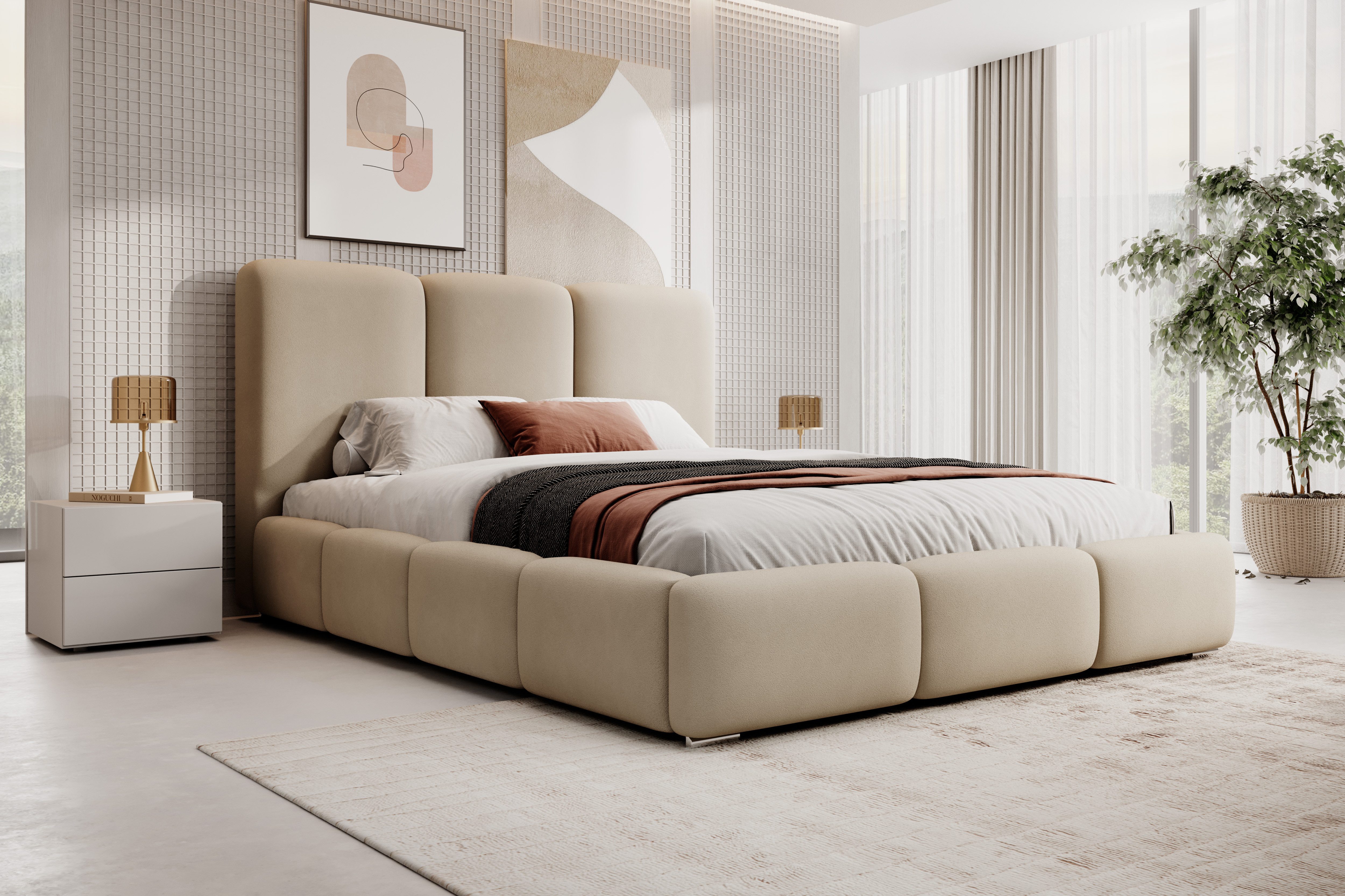 VIVENTE Möbel Polsterbett NIZZA Samt Bezugstoff MAGIC VELVET, Bettkasten Lattenrost 32 Lamellen (wahlweise Holz- oder Metallrahmen Lattenrost, 32 Lamellen), mit großem Bettkasten in versch. Breiten und Цвета(ов)