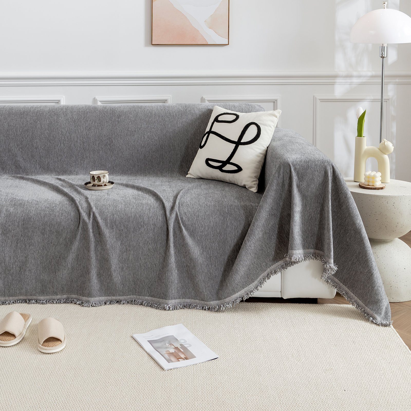 Qelus Sofahusse Sofa überwurfdecke 1 St. Chenille Sofaüberwurf, Einfach Couch überwurf, 180*180/260*180/340*180cm,für Wohnzimmer Schlafzimmer Sofadecke