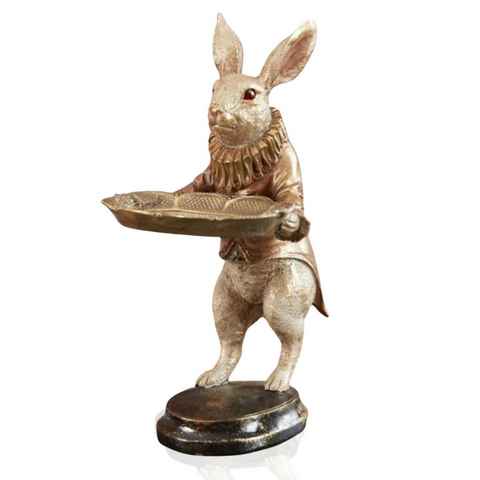 Bada Bing Tierfigur Hase im Frack mit Tablett Hochwertige Skulptur Deko (Kaninchen ca. 28 cm, 1 St), Handbemalt