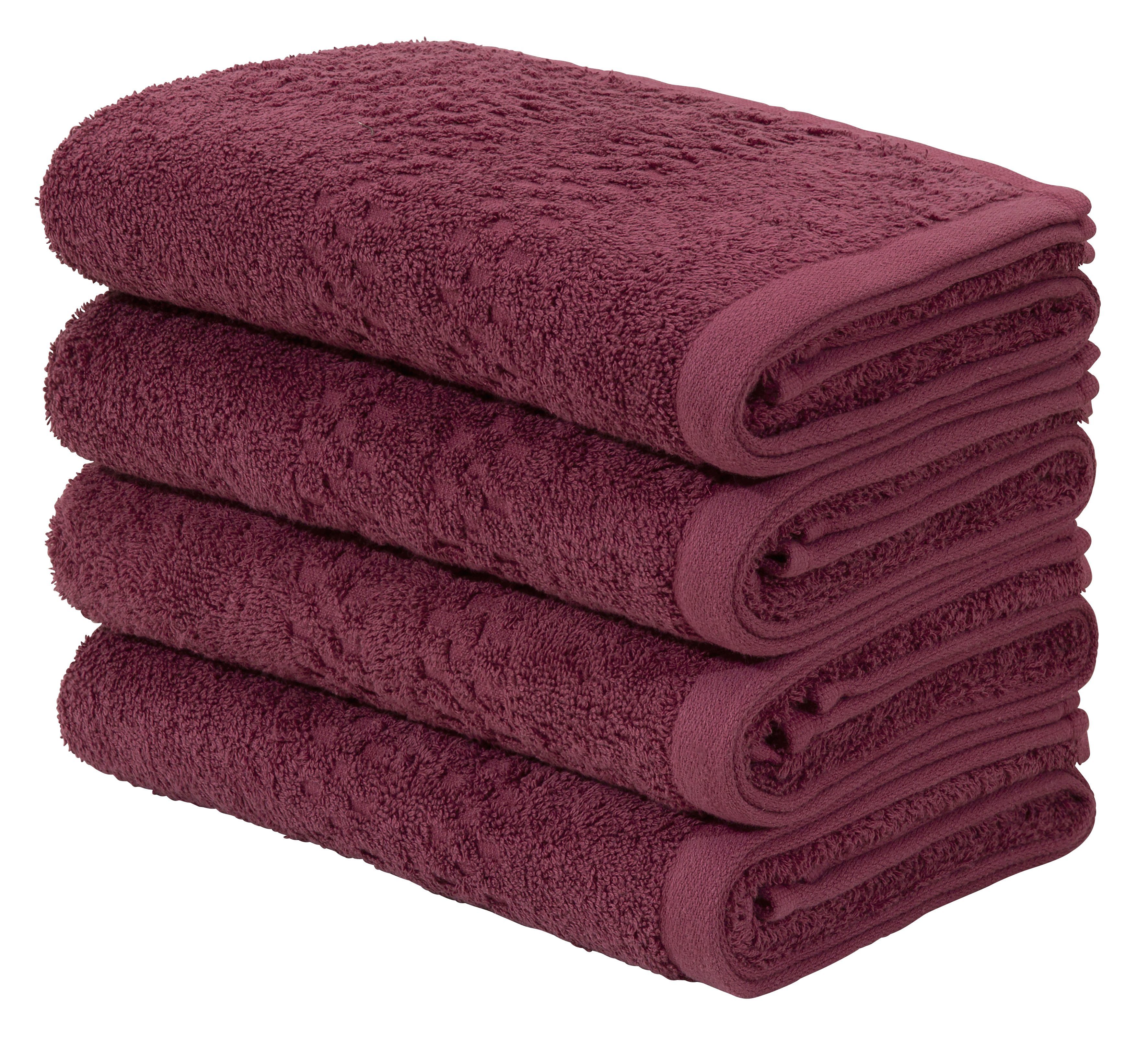 Home affaire Frottier, flauschig Premium (Set, und Bordüre, 100% Handtuch 4-tlg), weich, Regona, Handtücher Baumwolle mit Set Handtücher Handtuch-Set, bordeaux (50x100cm)