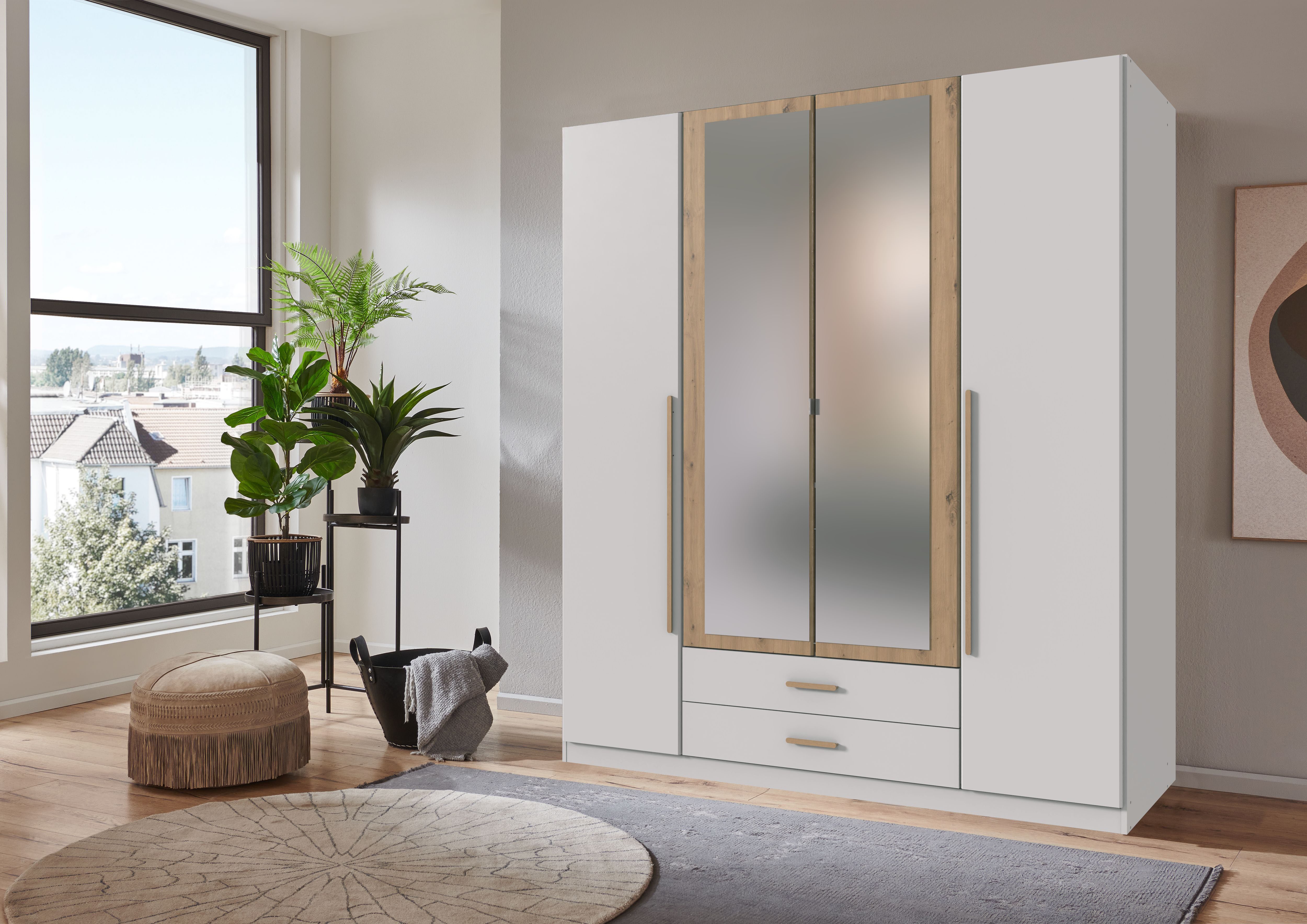 Wimex Kleiderschrank Marburg erhältlich in den Breiten 135cm & 180cm inkl. Spiegel und zwei Schubladen