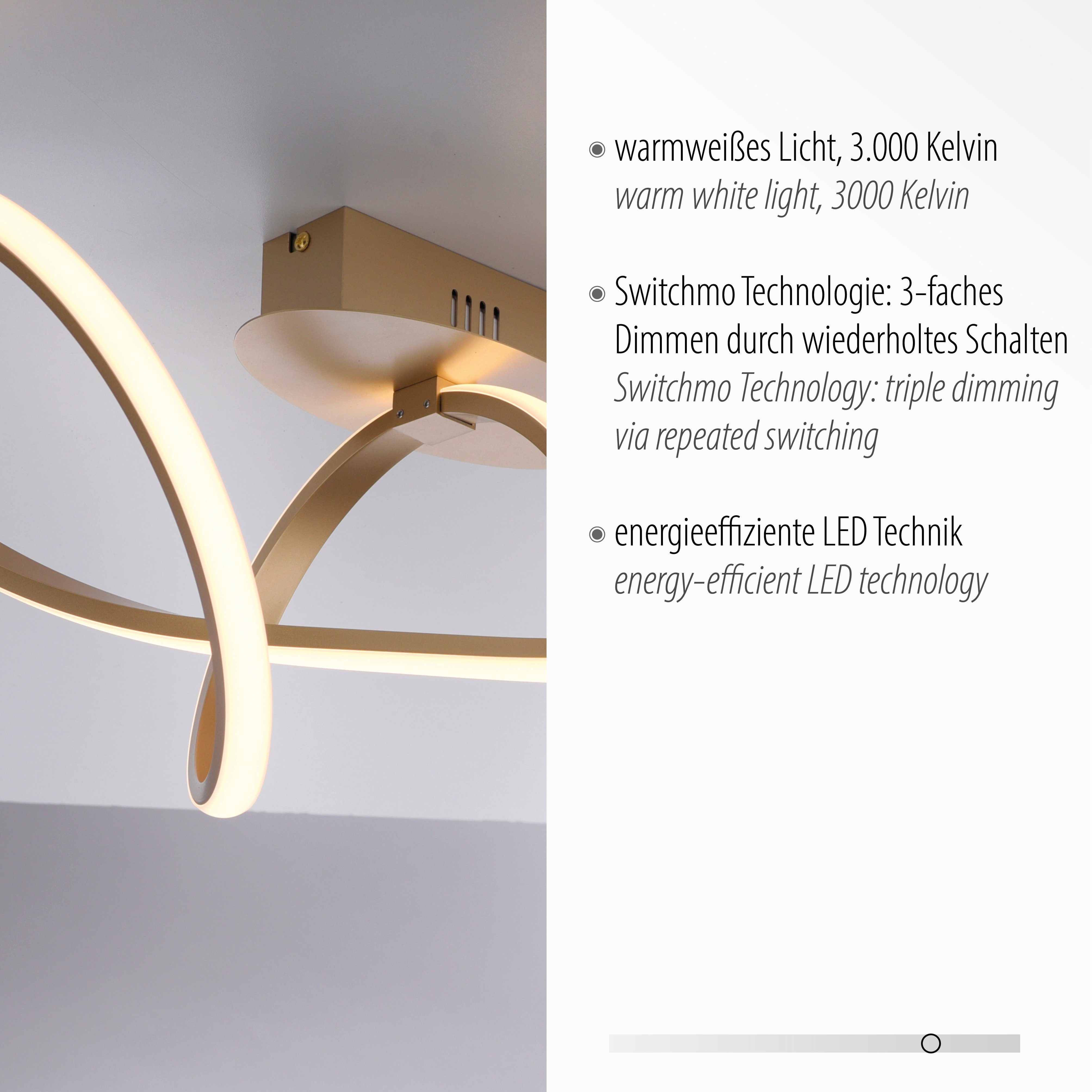 dimmbar, LED integriert, MARIA, Leuchten LED, fest Switchmo, dimmbar, Warmweiß, Switchmo Direkt Deckenleuchte