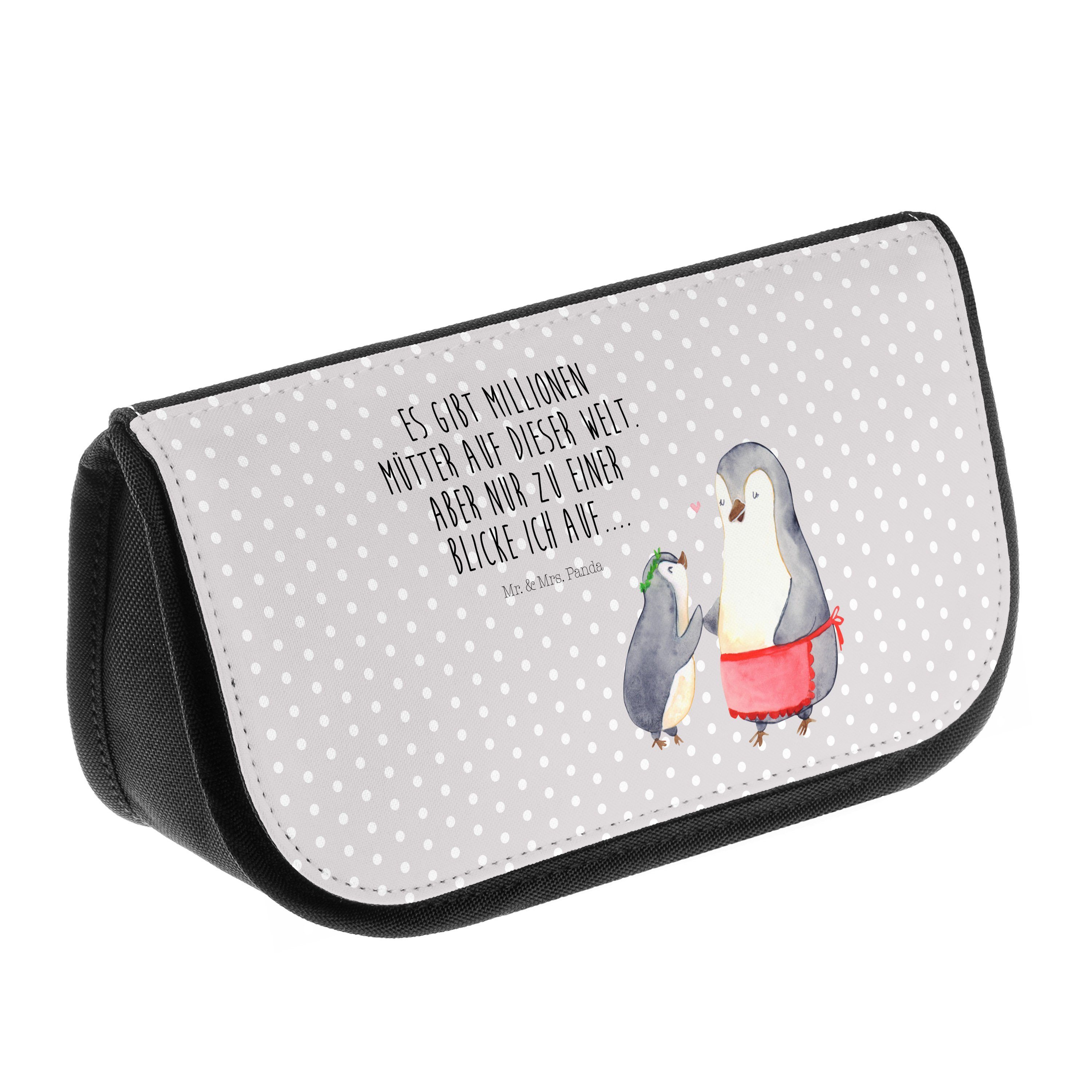Mr. & - Pinguin Grau Kosmetiktasche Mrs. - mit Mama, Geschenk, Pastell (1-tlg) Oma, Muttertag, Panda Kind Toc