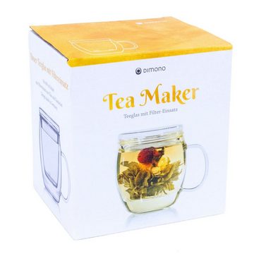 Dimono Teeglas Teebereiter mit Filtereinsatz & Deckel, Tee-Tasse