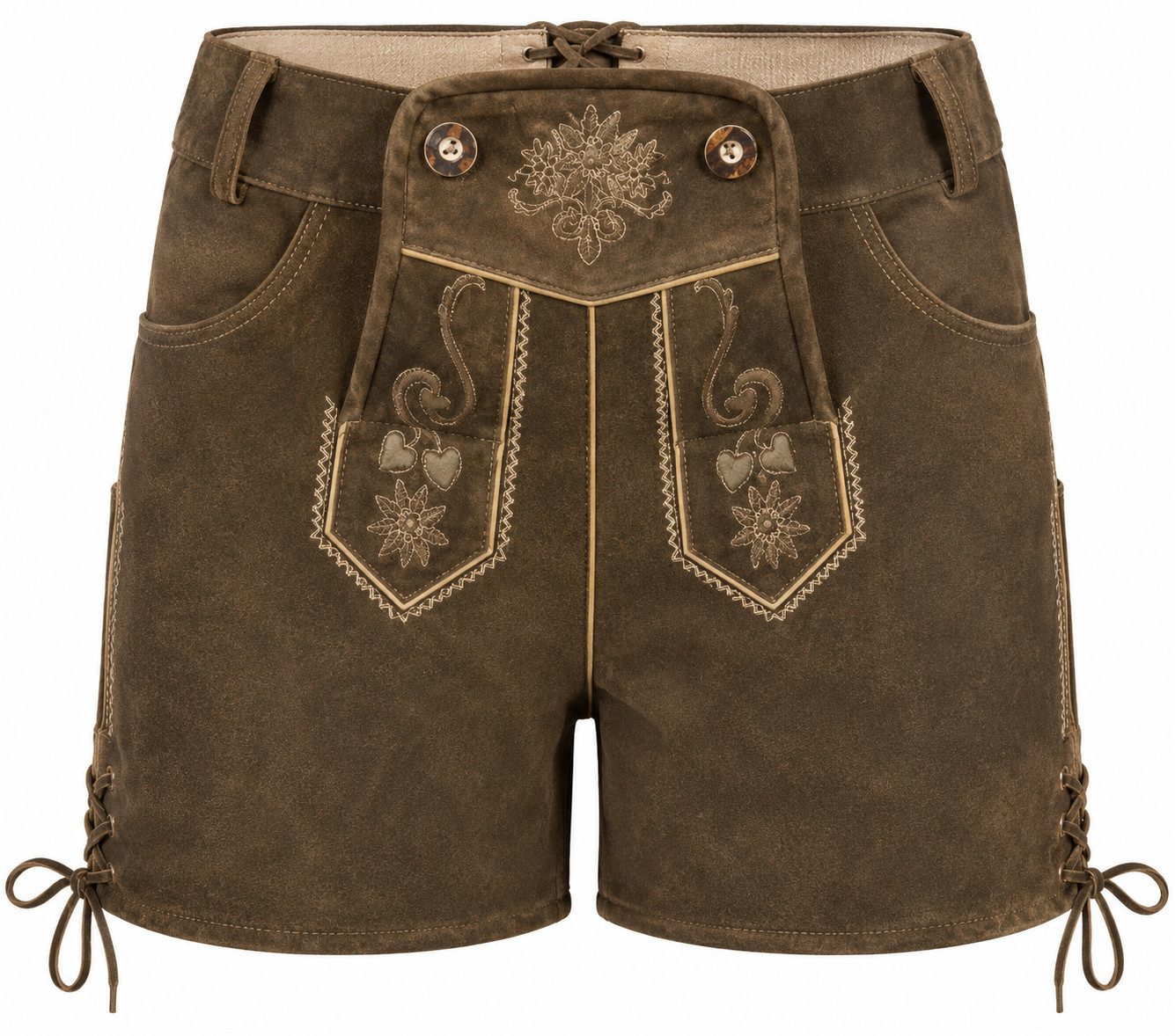 esmara Trachtenlederhose Esmara Damen Lederhose Tracht Oktoberfest Wiesn Braun 36 (Einzelartikel, 1-tlg) mit Schnürung, weitenregulierba