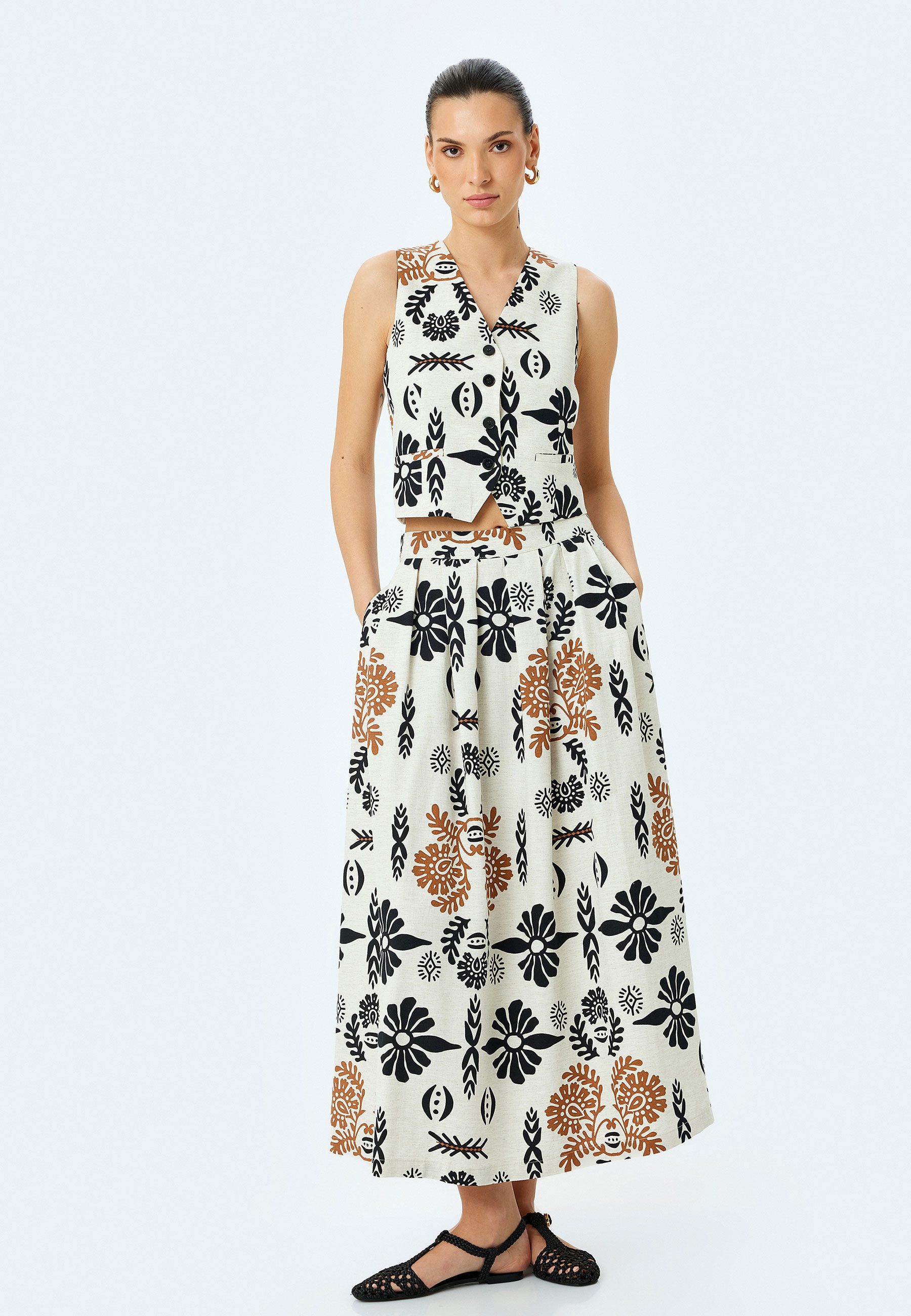 Koton Anzugweste V-Kragen Klassisch Anzugweste