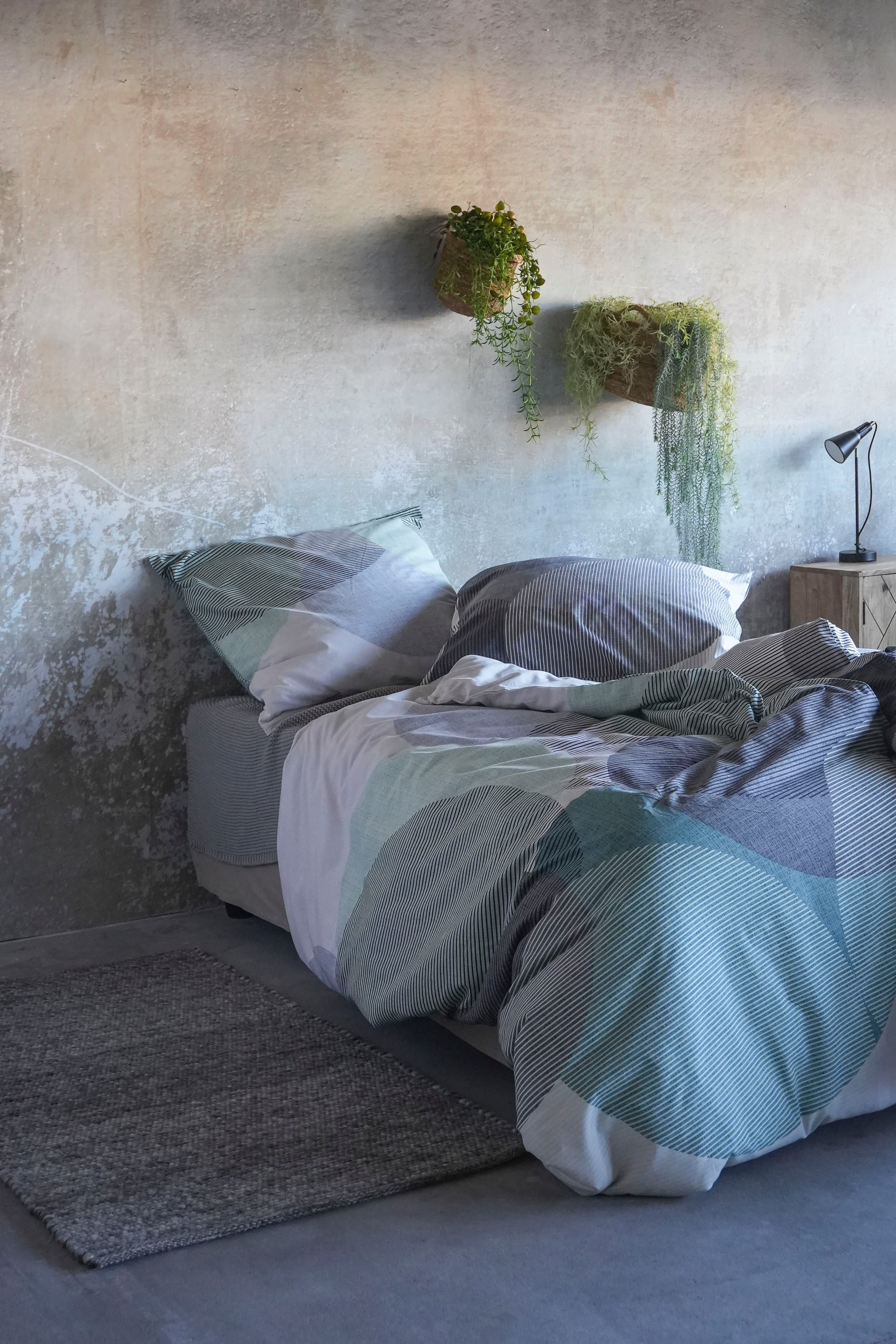 BIERBAUM Bettwäsche Carla in Gr. 135x200 oder 155x220 cm, Feinbiber, 2 teilig, Bettwäsche aus Baumwolle, geometrische Bettwäsche mit Reißverschluss