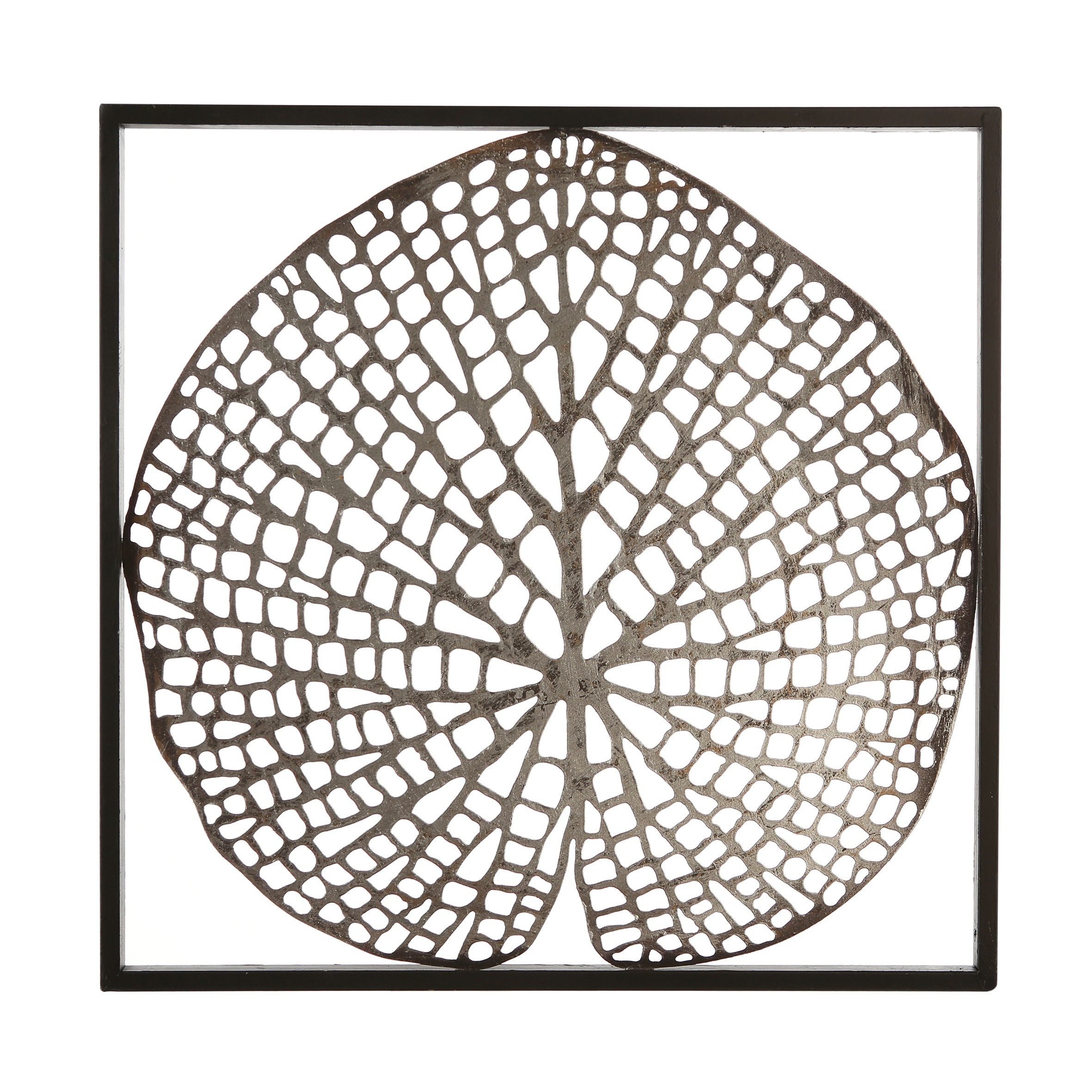 GILDE Wanddekoobjekt GILDE Wanddeko Leaf - braun-silber - H. 42cm x B. 42cm (1 Stück)
