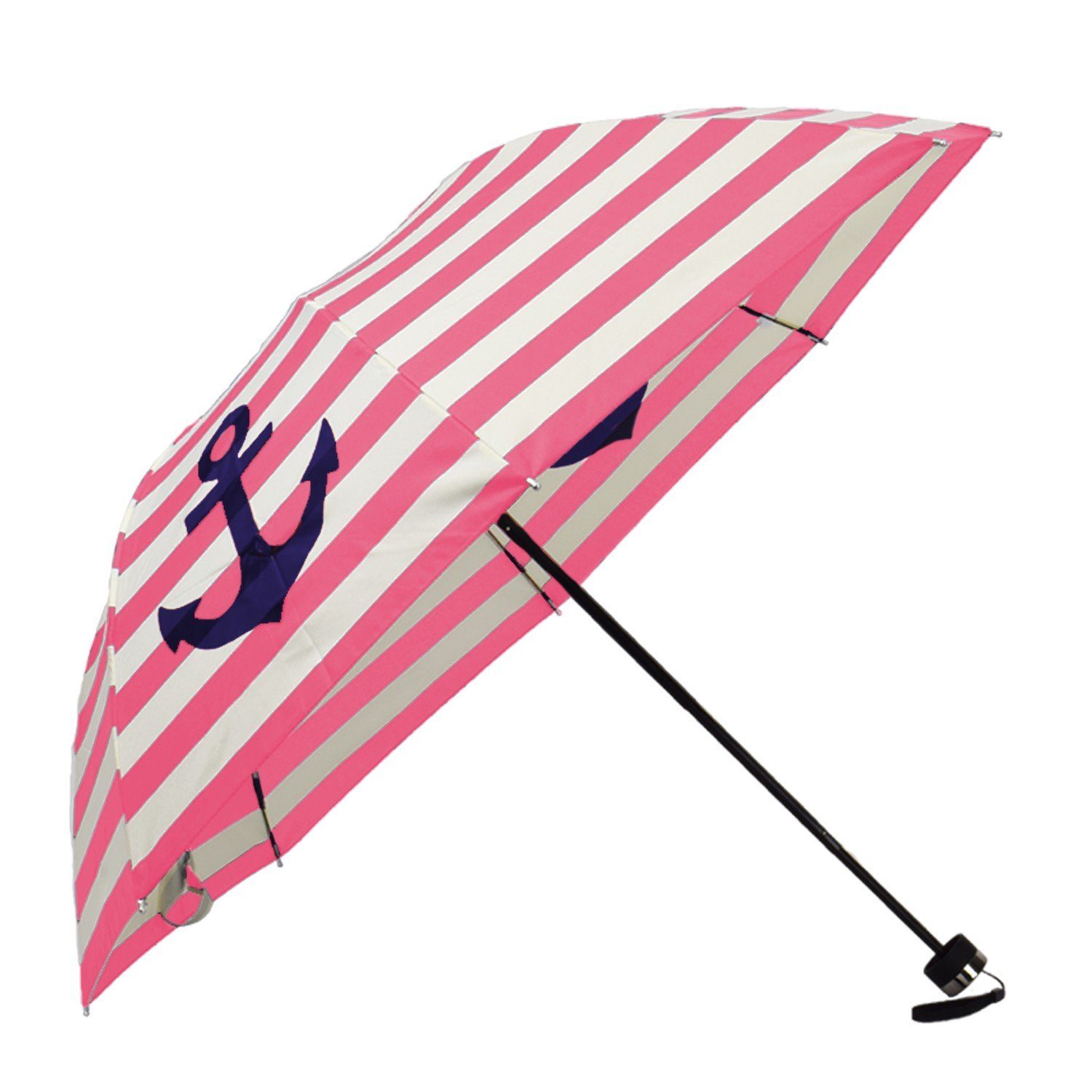 Sonia Originelli Taschenregenschirm Taschenschirm "Maritim" Anker Streifen Schutz rosa