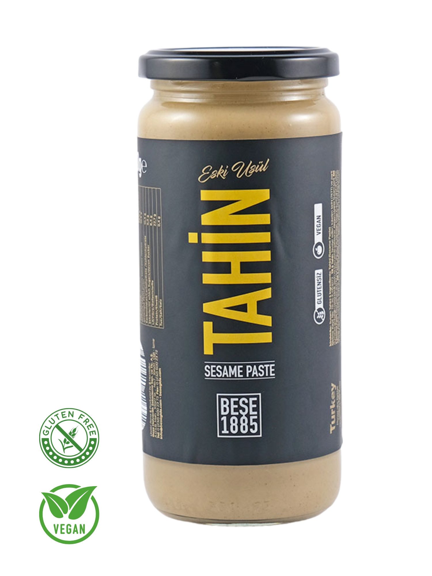 BESE1885 Saucen BESE1885 Tahin Sesampaste, einfach geröstet, 100% Natur, 230g/500g, Fast 140 Jahre Familientradition, Im Glas, Ohne Palmöl, Zuckerzusatz