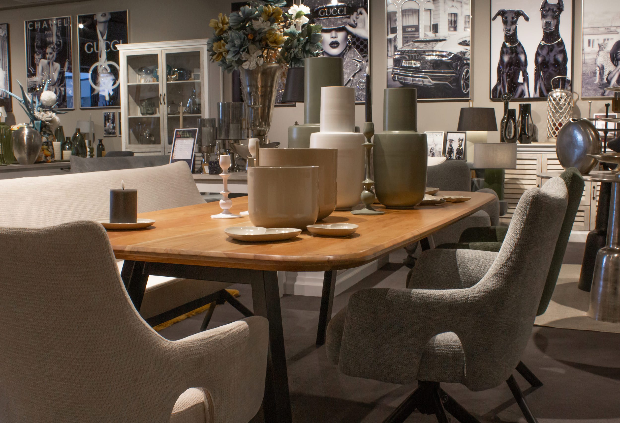 LC Home Wohnzimmertisch LC Home Esstisch Akazie Metallgestell Akazienholz Massivholz